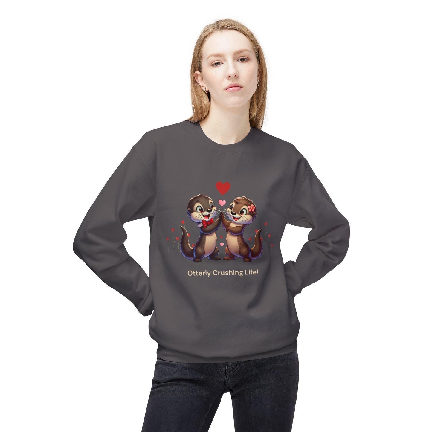 Otterly Crushing Life! Unisex Fleece Sweatshirt - Embrace Joy, Celebrate Friendship 💖🦦 - Whippie's
