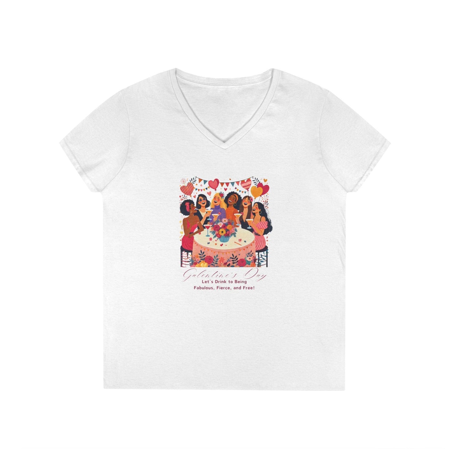 ๐ Galentine's Day: Fabulous, Fierce & Free! ๐ฅ Ladies' V-Neck Tee โจ Celebrate the power of female friendship! - Whippie's