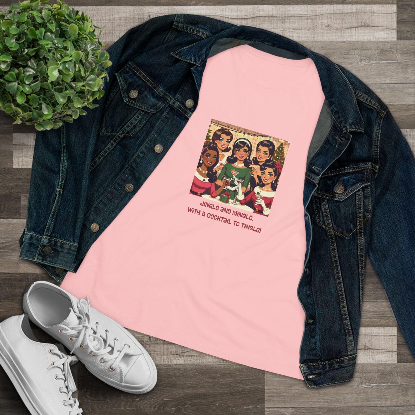 Holiday Friends Sipping Cocktails - Women's Softstyle Tee - Whippie's