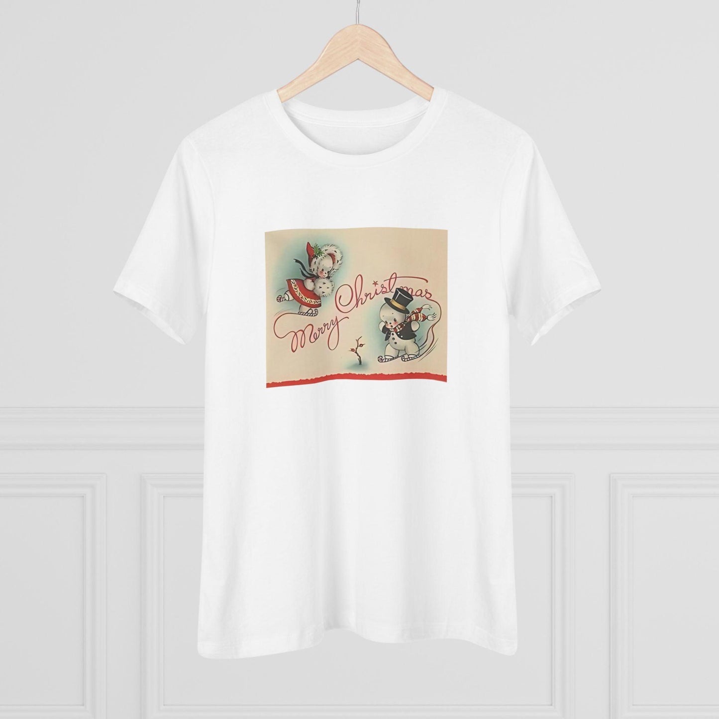 Merry Christmas Skating Snow Couple - Women's Tee - Whippie's