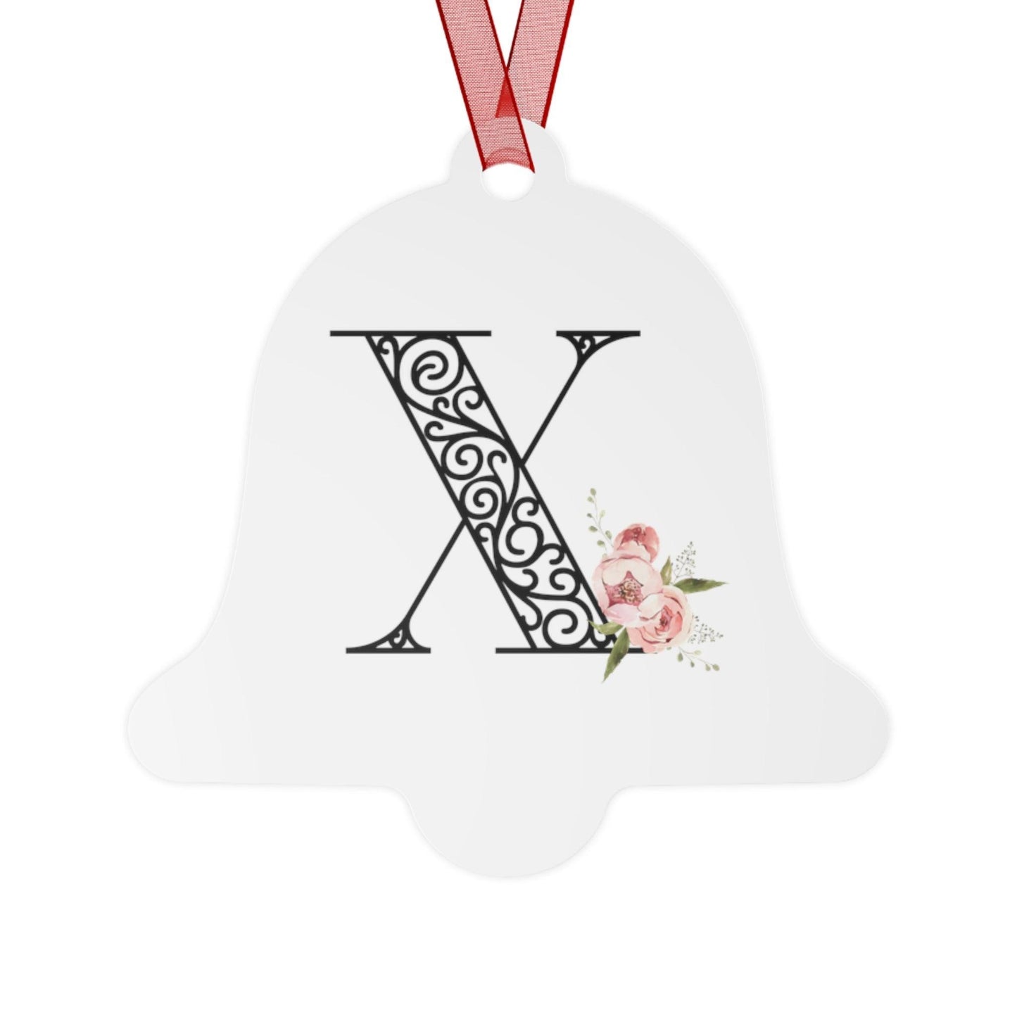 Floral Letters: Letter X - Metal Christmas Ornament - Whippie's