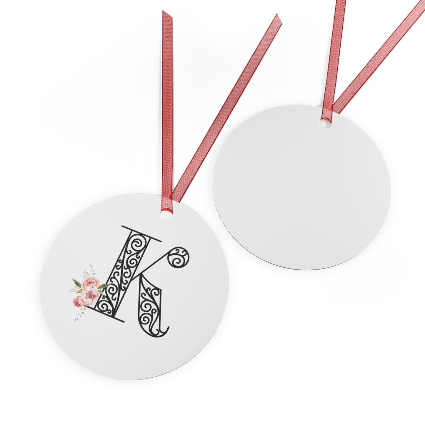 Floral Letters: Letter K - Metal Christmas Ornament - Whippie's