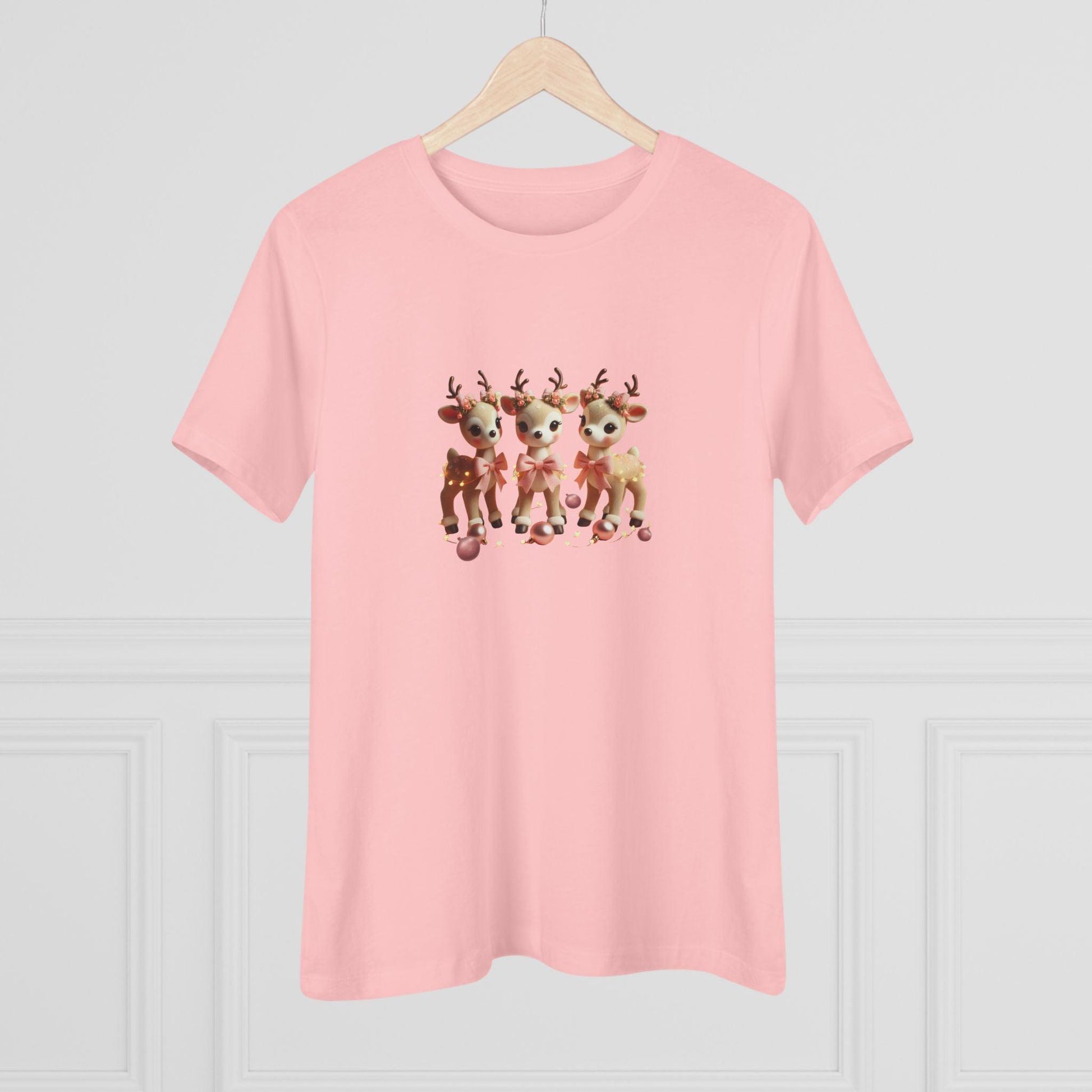 Rose Gold Reindeer Trio Christmas Decor - Women's Softstyle Tee - Whippie's