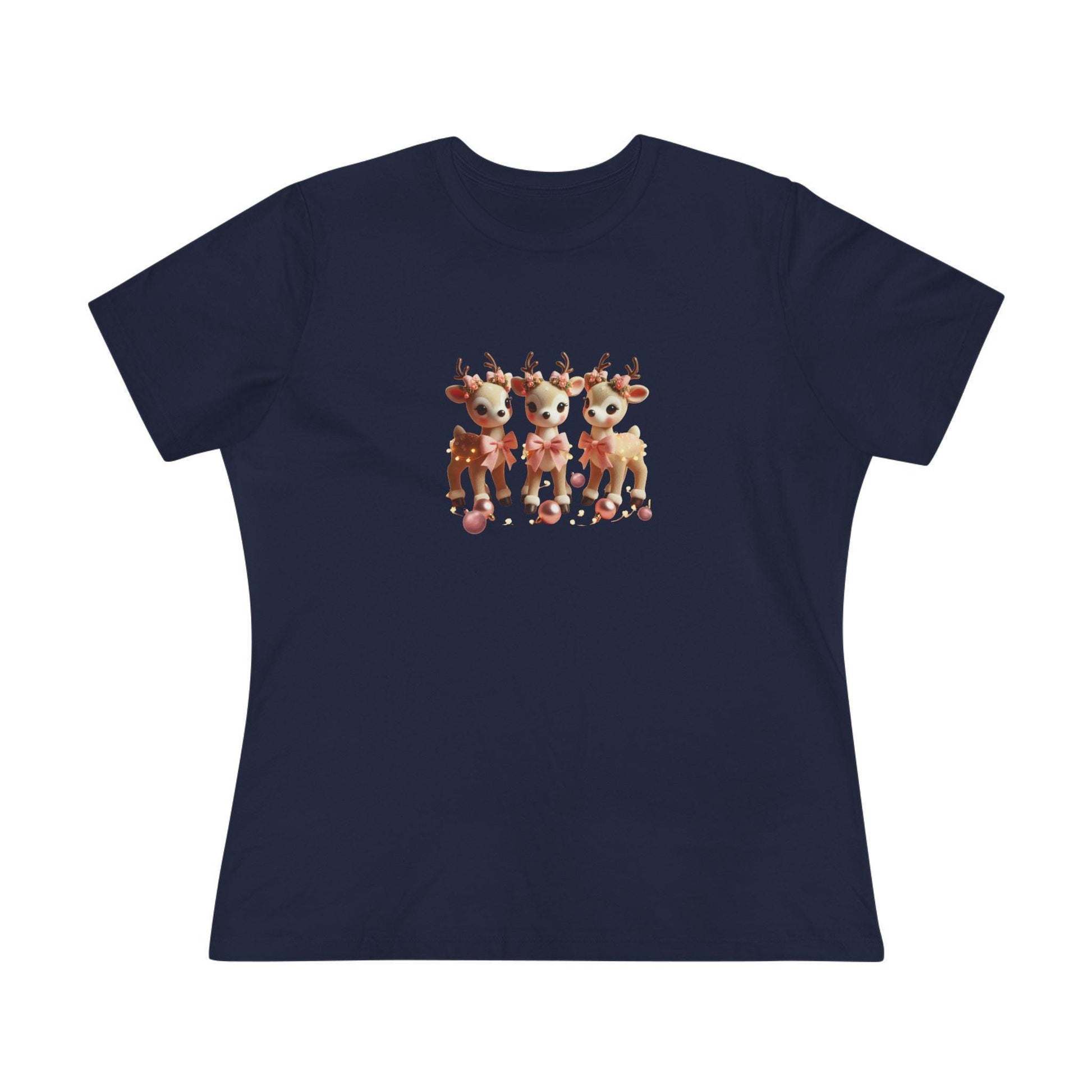 Rose Gold Reindeer Trio Christmas Decor - Women's Softstyle Tee - Whippie's
