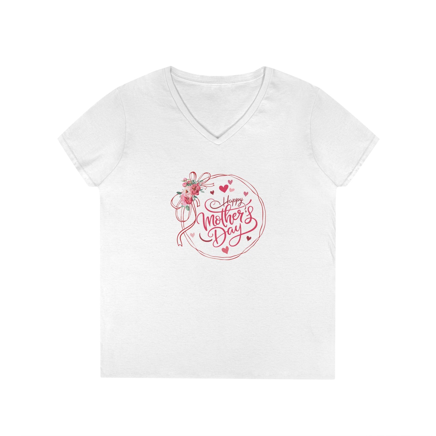 Happy Mother's Day Peonies V-Neck T-Shirt - Whippie's