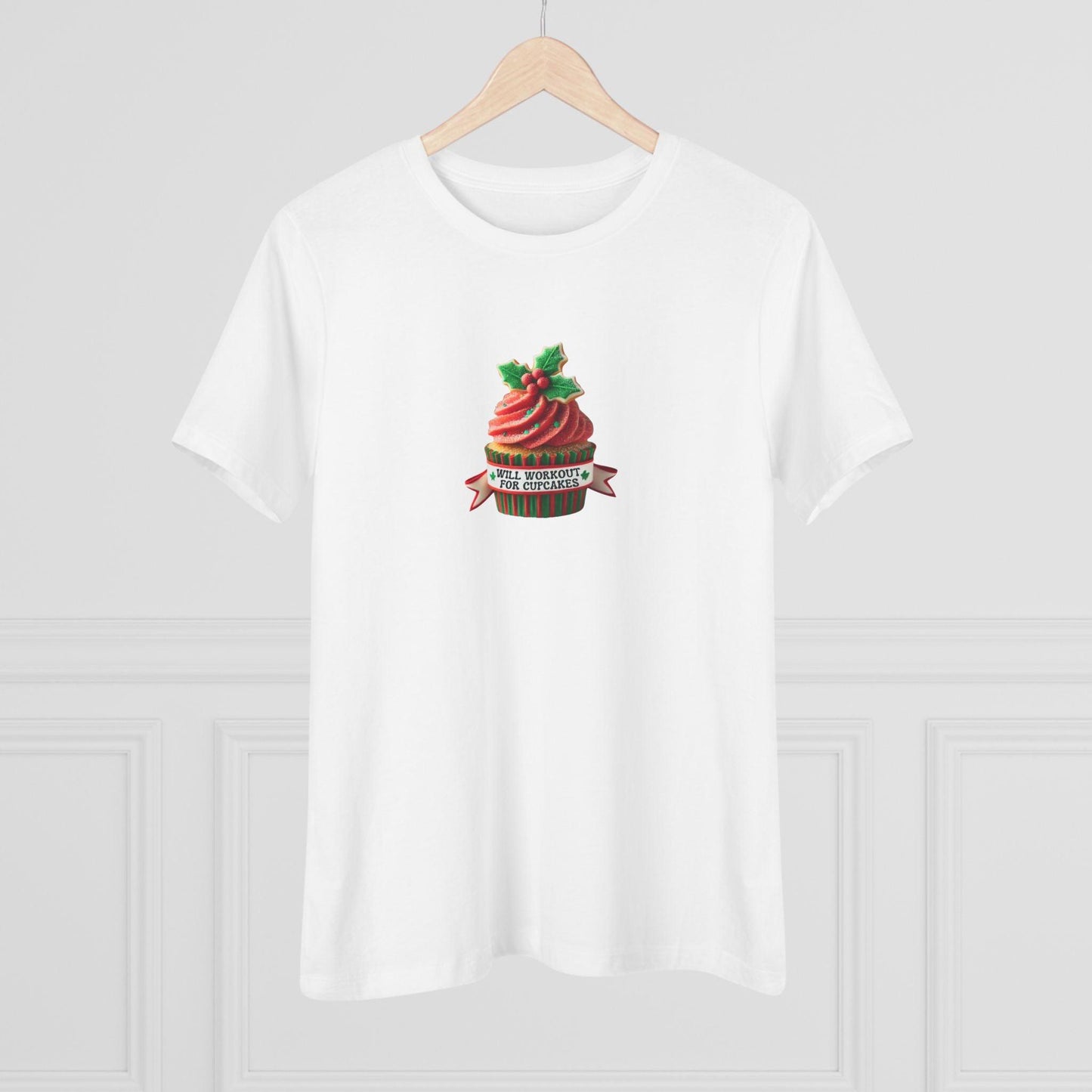 Will Workout for Cupcakes - Christmas Edition - Fuel Your Fitness! 🧁💪🎄 - Women's Softstyle Tee - Whippie's