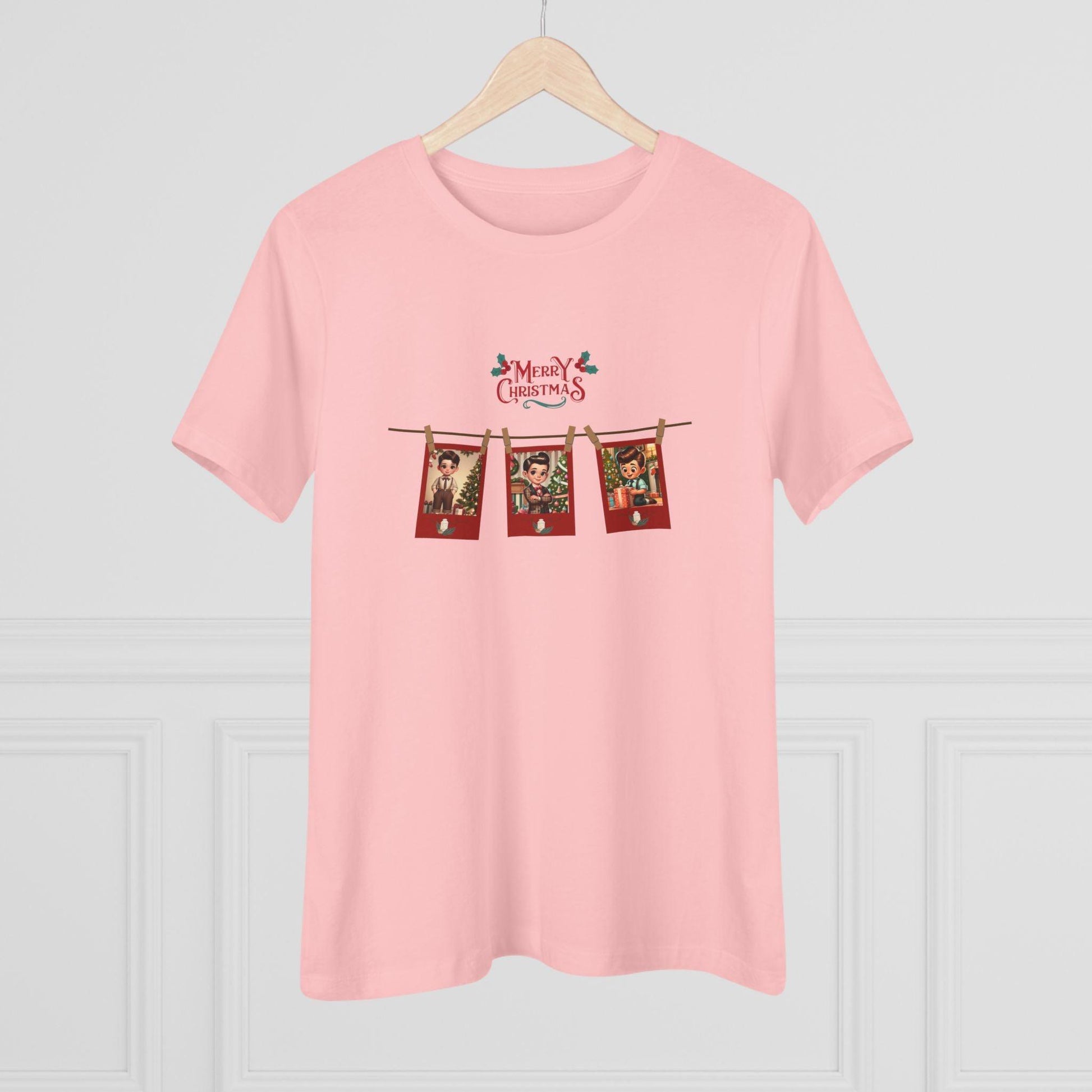 Merry Christmas - Photo Banner - Dark Hair Boys - Women's Softstyle Tee - Whippie's