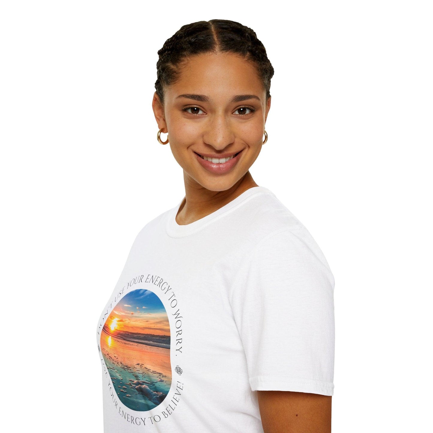 Don't Use Your Energy to Worry, Use Your Energy to Believe Unisex Tee - Embrace Positivity ๐
- Whippie's