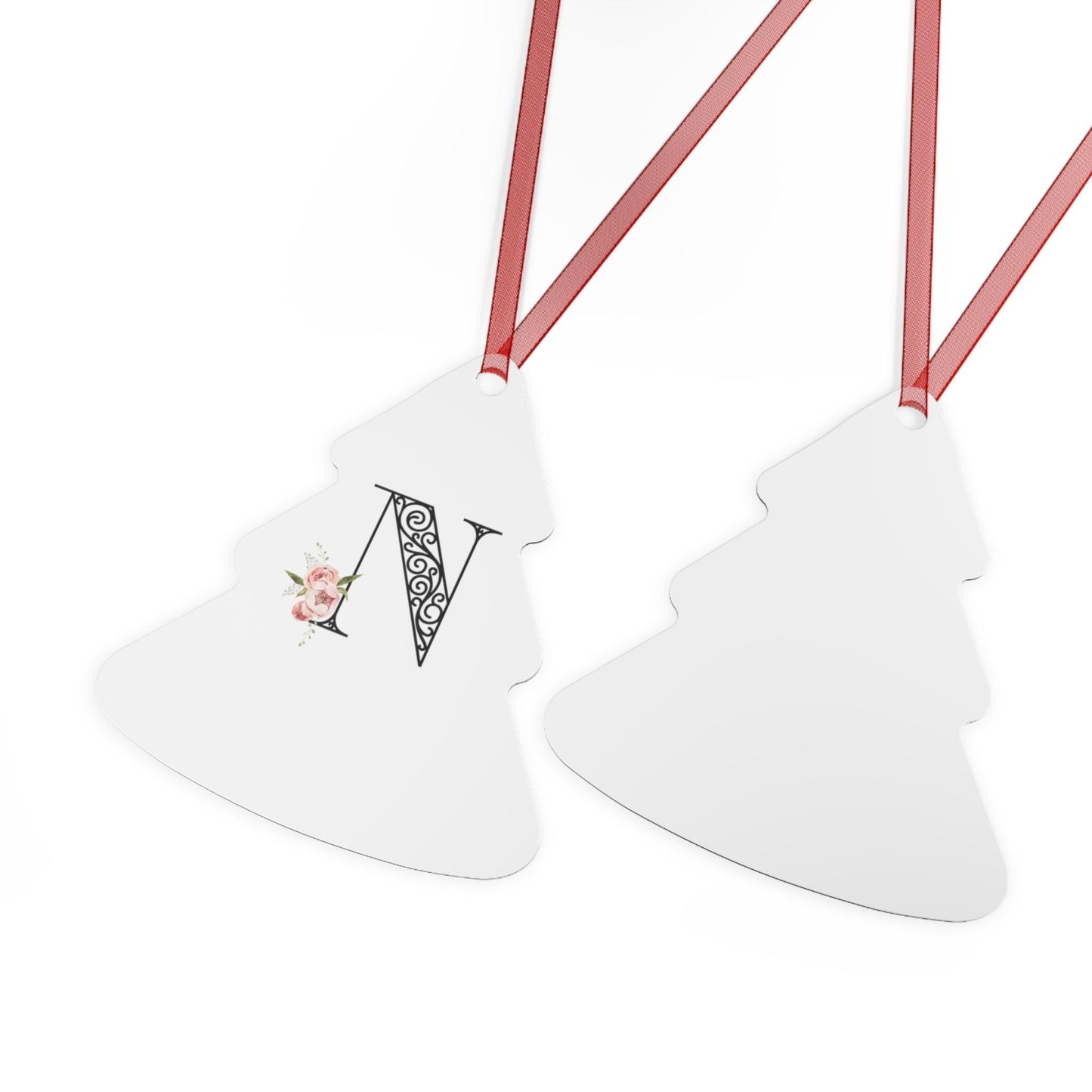 Floral Letters: Letter N - Metal Christmas Ornament - Whippie's