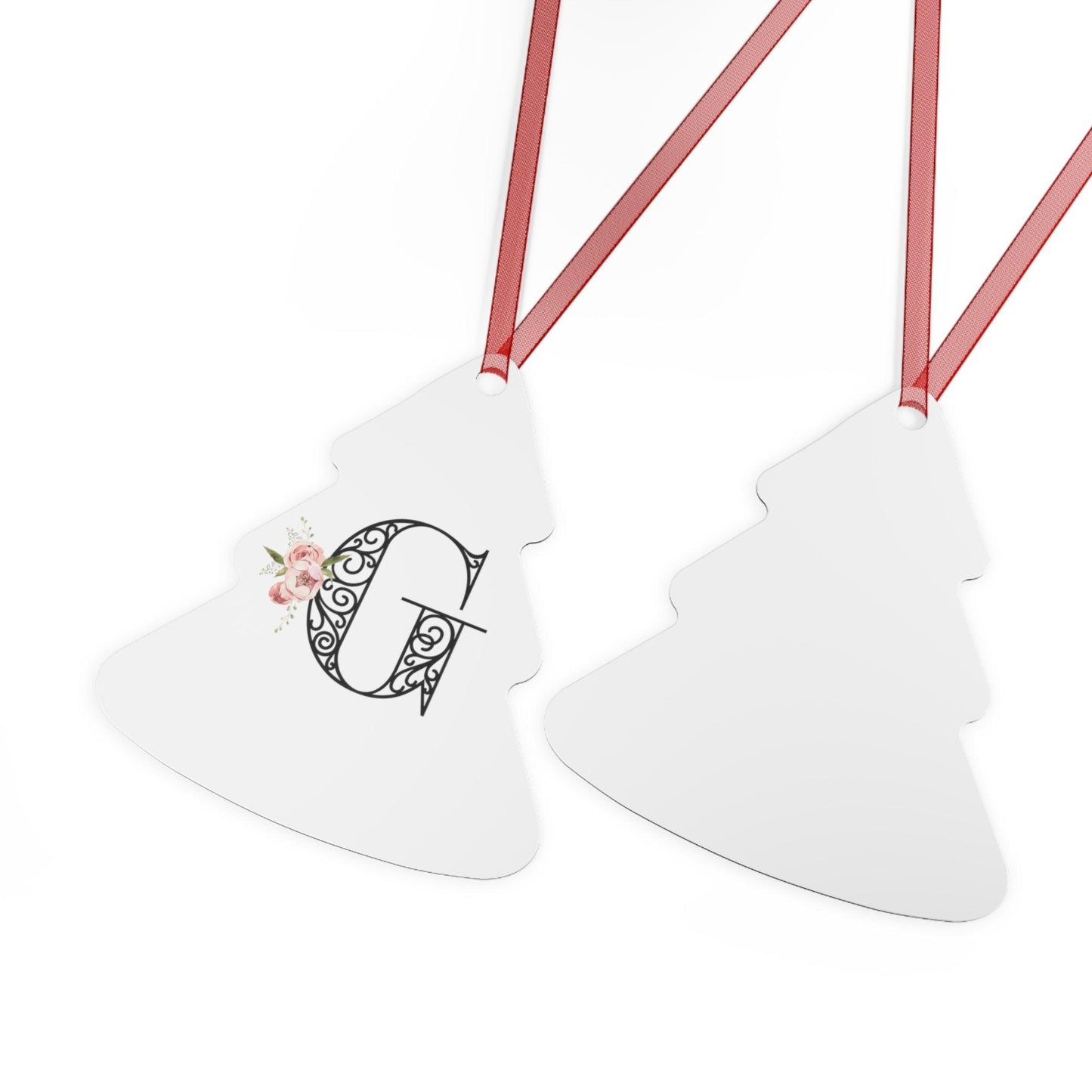 Floral Letters: Letter G - Metal Christmas Ornament - Whippie's