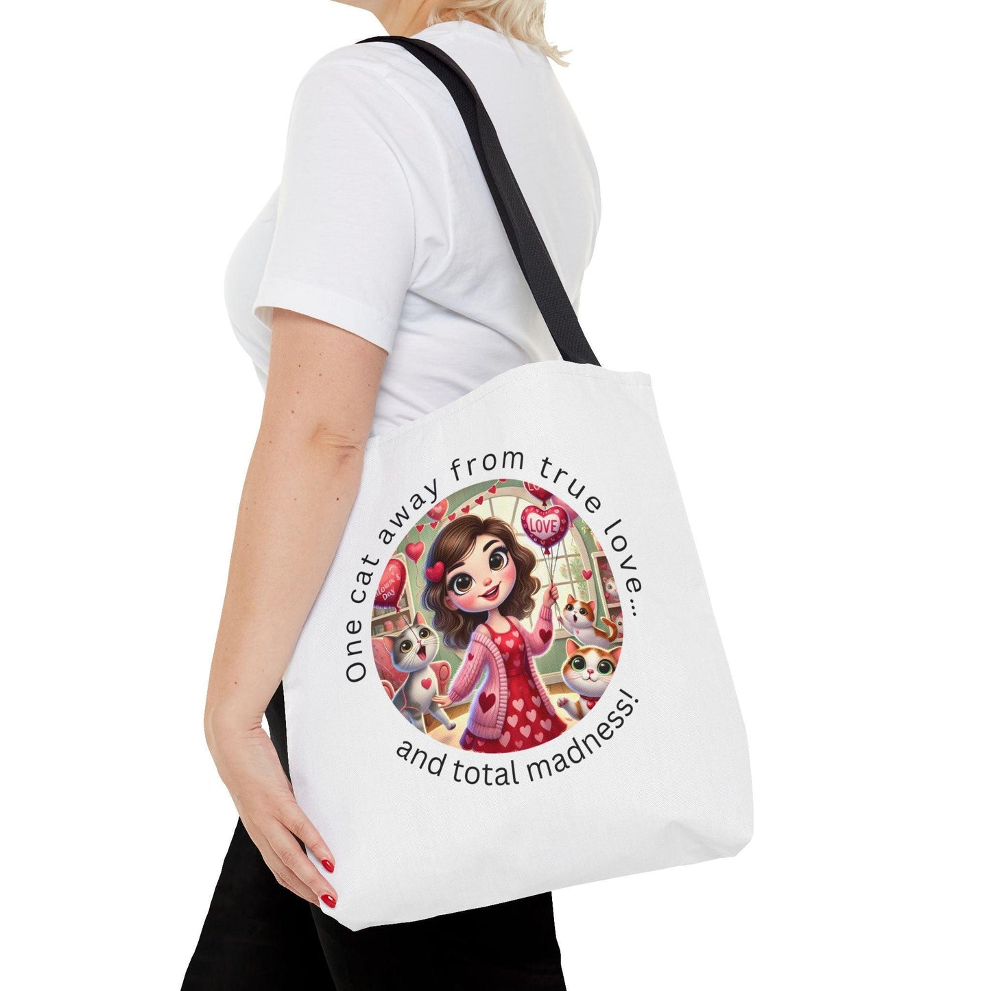 😻 One Cat Away From True Love... Tote Bag ✨ Purr-fectly practical and oh-so-stylish! - Whippie's
