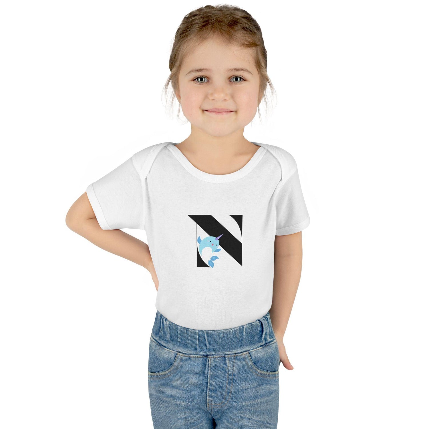 Alphabet Adventures: Letter N - Nice Narwhal Baby Onesie N is for Nice Narwhal! - Whippie's