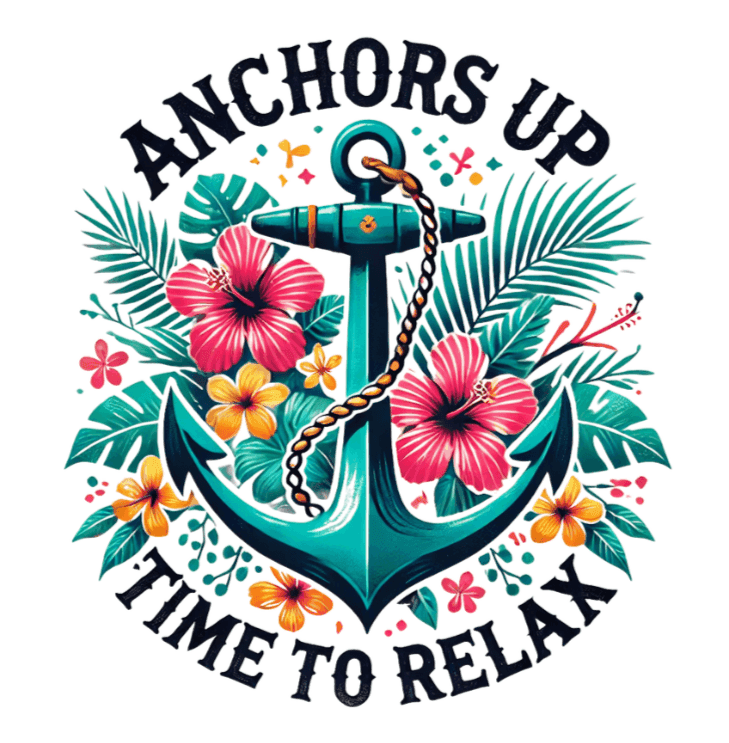 Anchors Up - Time to Relax Kids' Unisex Tee! 🌺⚓️ - Whippie's