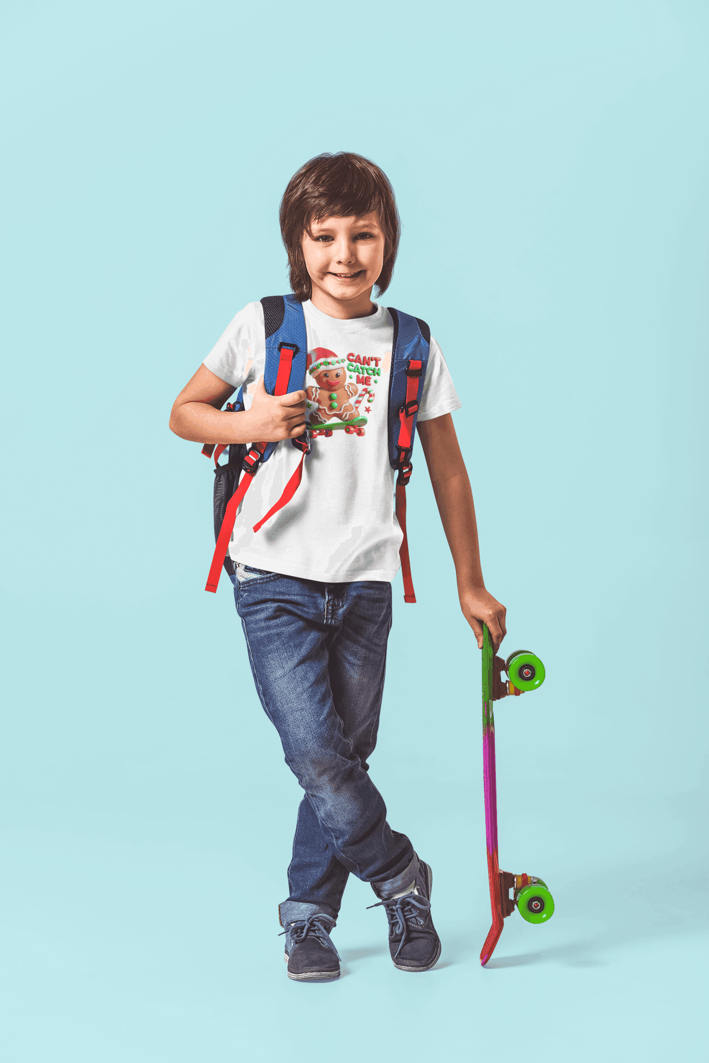 Can't Catch Me! Kids' Tee Gingerbread Man on a Skateboard 🛹💨 - Whippie's