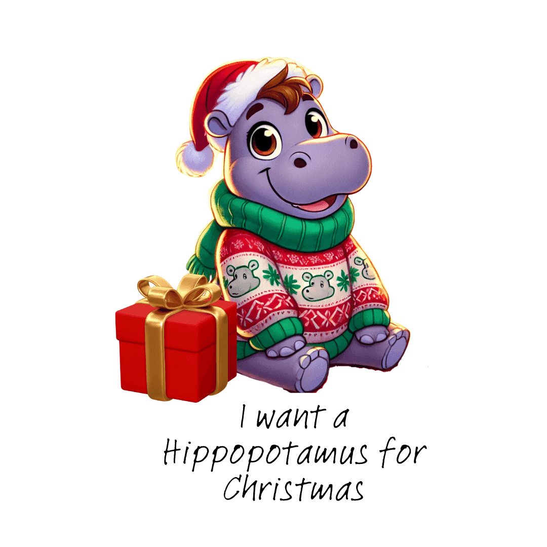 I Want a Hippopotamus for Christmas ๐ฆ๐ Girl Hippo - Youth Long Sleeve Tee! ๐โจ - Whippie's