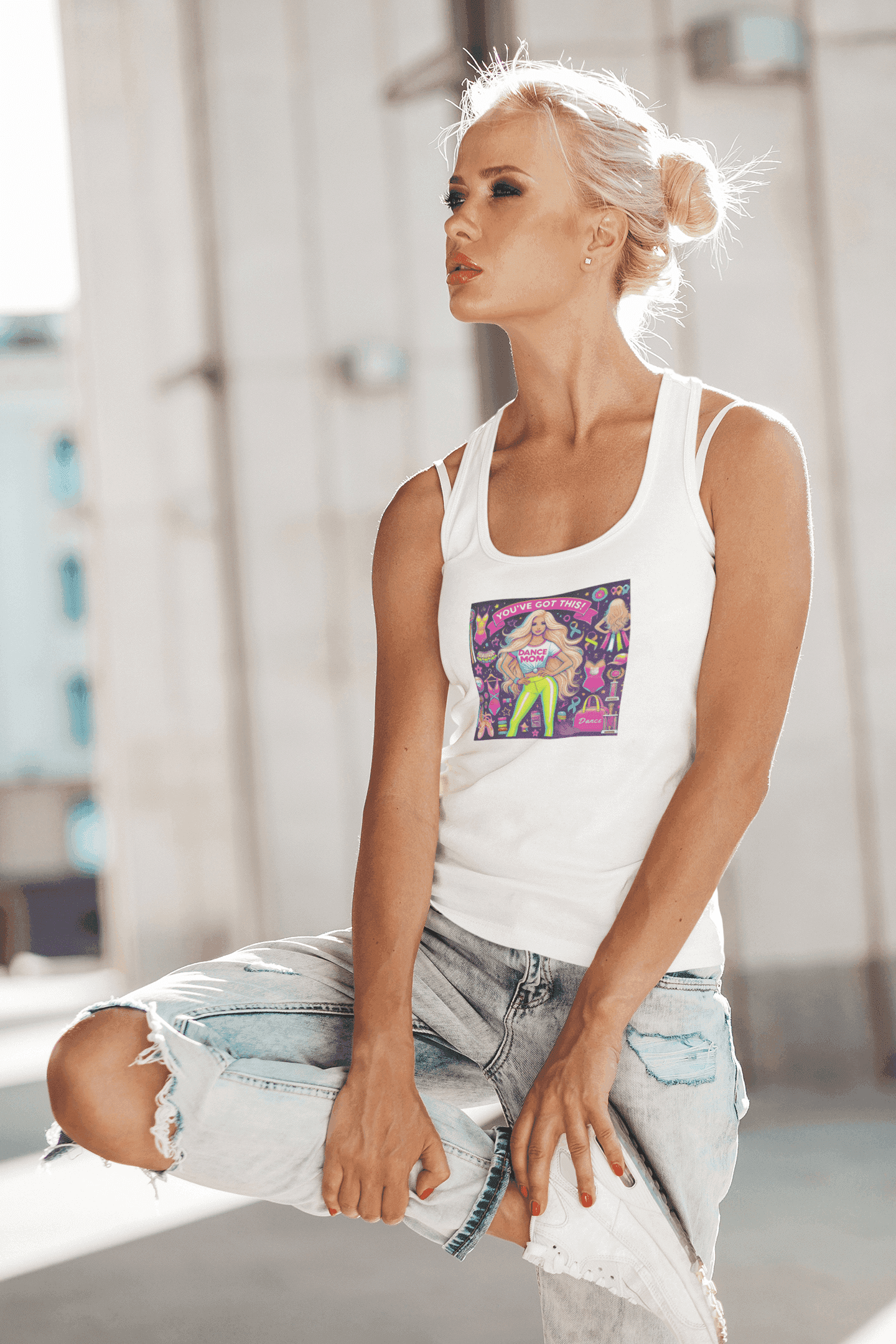 Dance Mom: You've Got This - Blonde (Young) Mom Flowy Racerback Tank - Whippie's