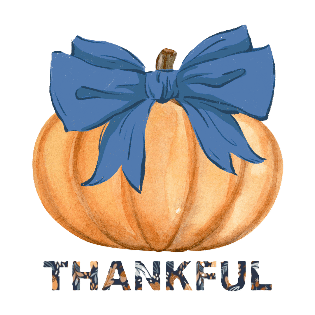 Thankful Pumpkin - Blue Bow - Kids Tee 💙🎃 - Whippie's