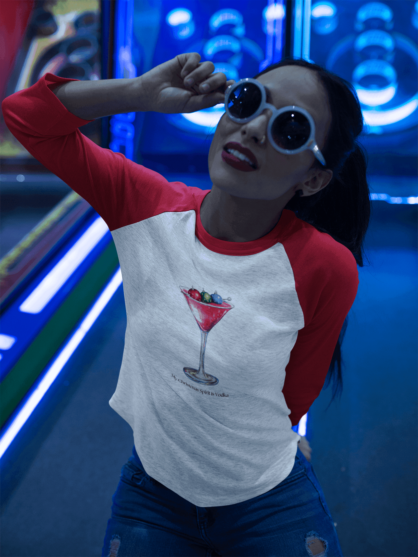 My Christmas Spirit is Vodka 🍸🎄 - Unisex 3/4 Sleeve T-shirt - Whippie's