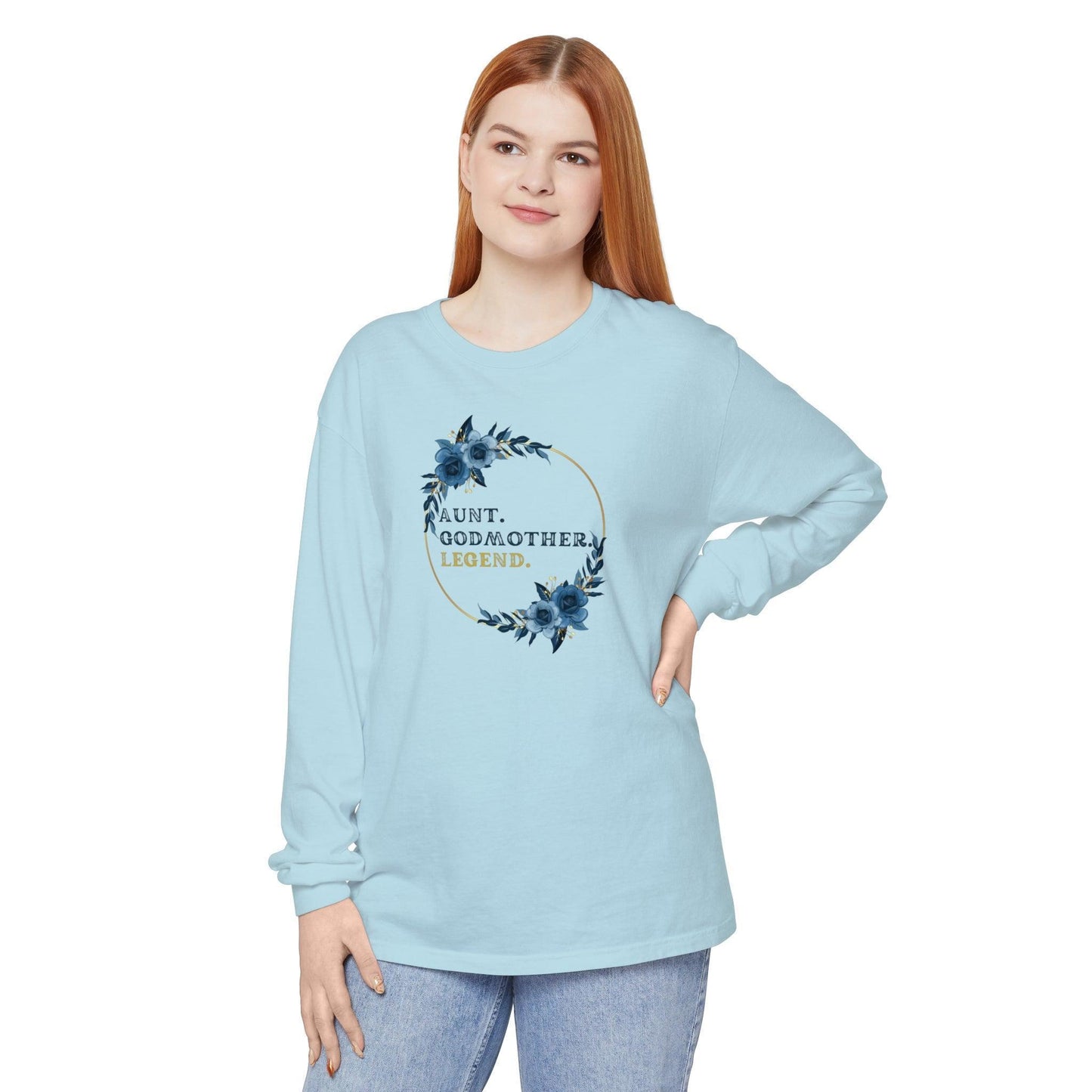 💐 Aunt. Godmother. Legend. Unisex Garment-Dyed Long Sleeve T-Shirt 👑 - Whippie's