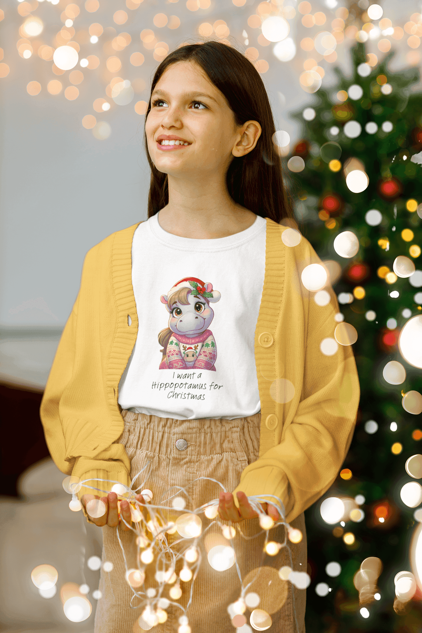 I Want a Hippopotamus for Christmas 🦛🎄 Girl Hippo - Kids' Tee! 🎁✨ - Whippie's