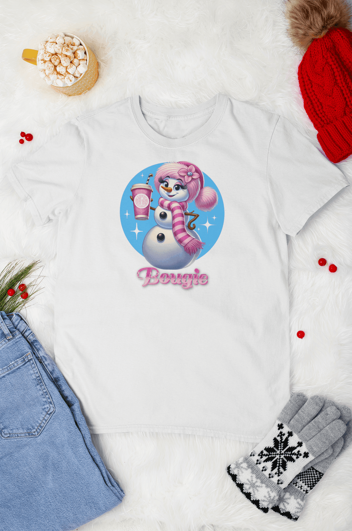 Bougie Snowwoman ❄️ ☕ ✨ Youth Short Sleeve Tee ✨ - Whippie's