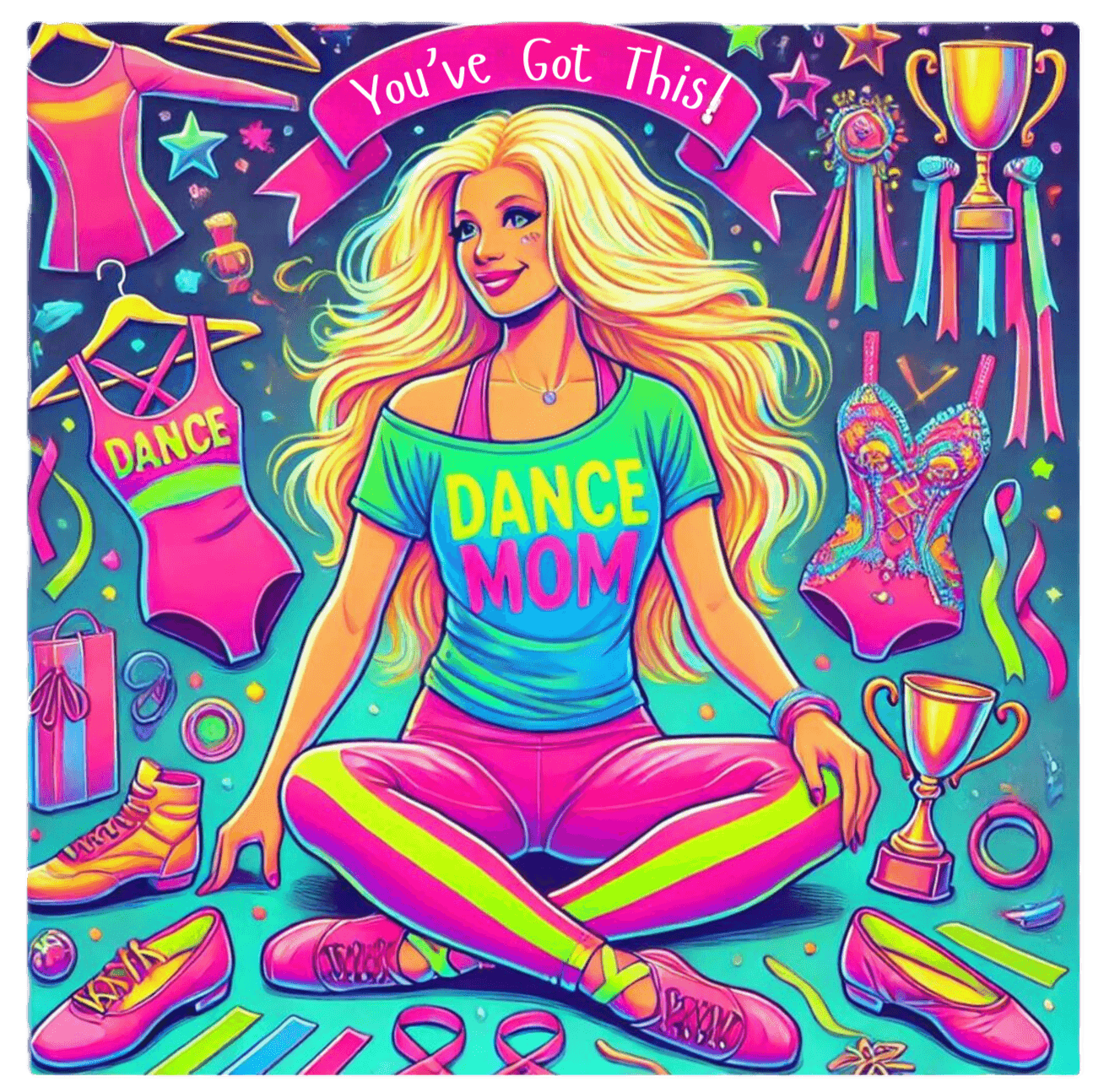 Dance Mom: You've Got This - Blonde Mom - Sitting - Women's Flowy Racerback Tank - Whippie's