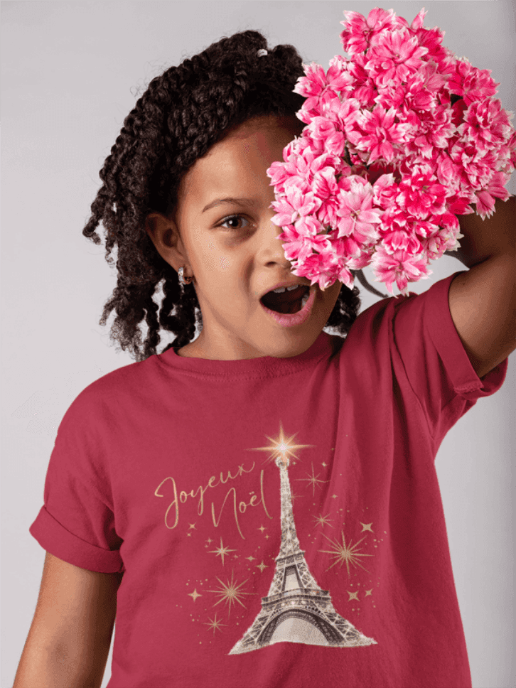 ✨ Joyeux Noël Youth Midweight Tee 🗼 A touch of Parisian elegance for your little one. - Whippie's