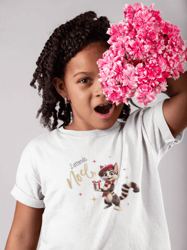 J'attends Noël 🐈⬛ Youth Midweight Tee 🎄 A purr-fectly Parisian Christmas for your little one! - Whippie's