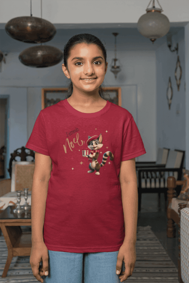 J'attends Noël 🐈⬛ Youth Midweight Tee 🎄 A purr-fectly Parisian Christmas for your little one! - Whippie's