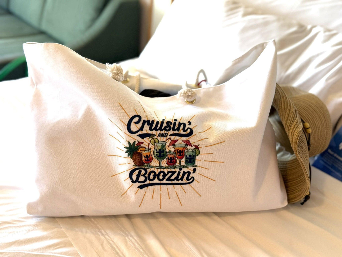 Cruisin' & Boozin' Oversized Weekender Tote Bag 🍹👜 - Whippie's