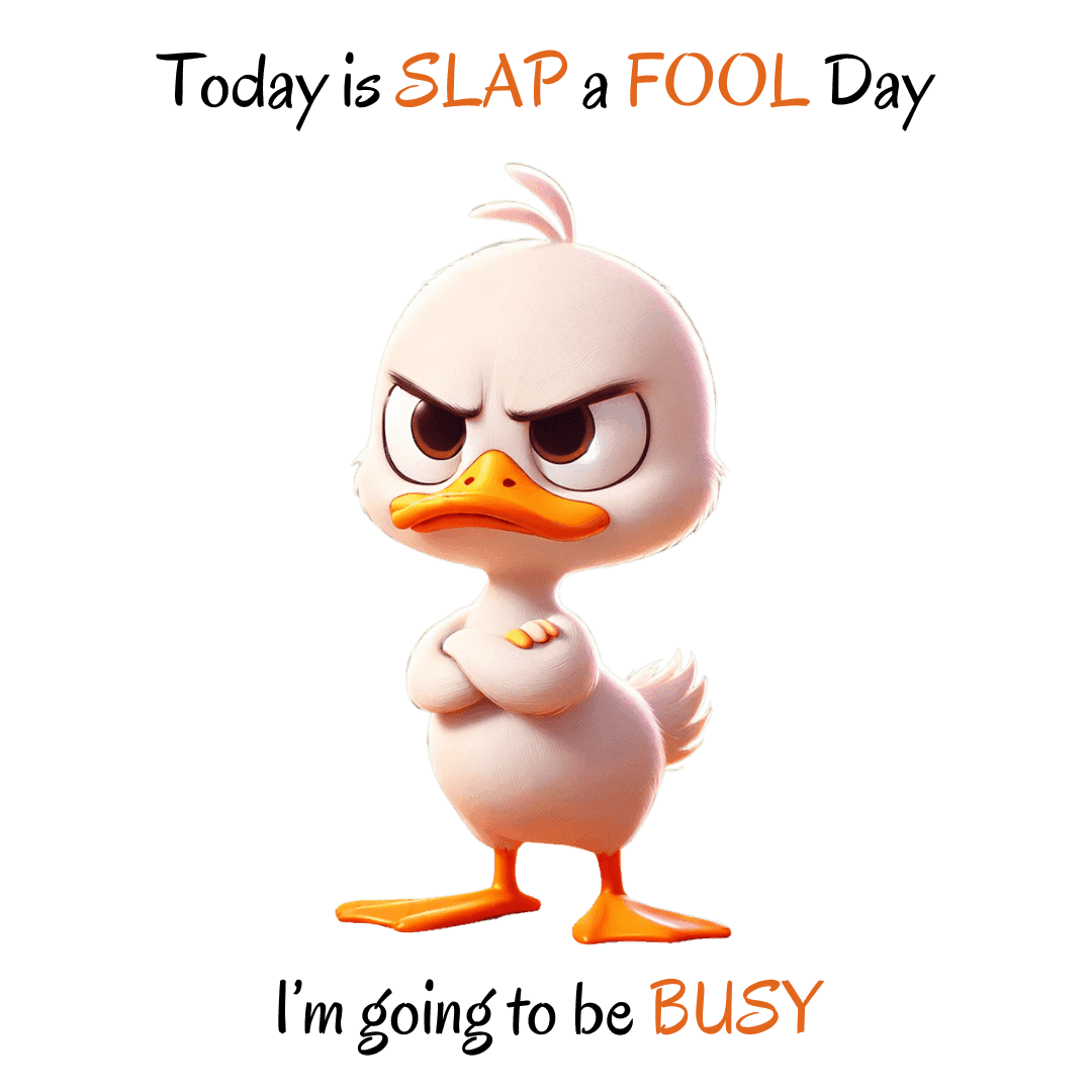 😡 Today is SLAP a FOOL Day! 🐥 Unisex Tee 😂 Warning: Grumpy duckling on the loose! - Whippie's