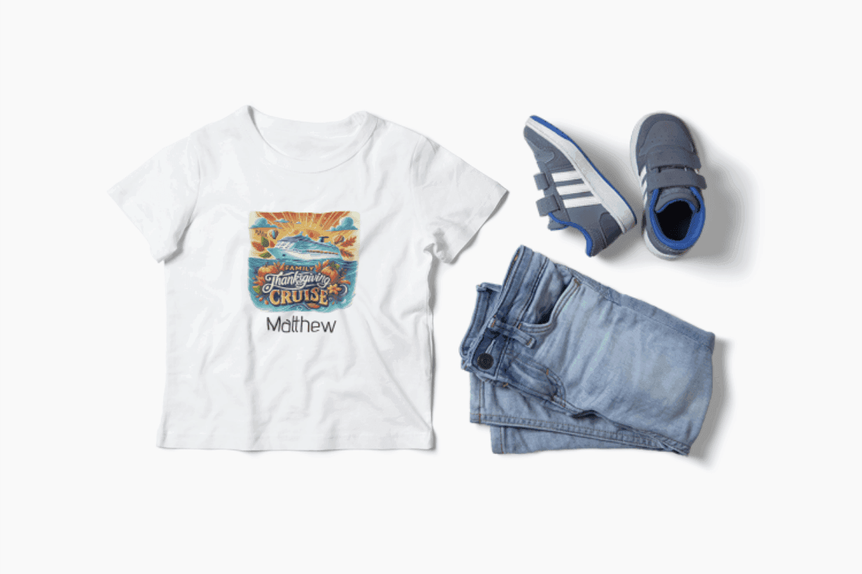 Family Thanksgiving Cruise - Kids Softstyle Tee - Personalizable - Whippie's