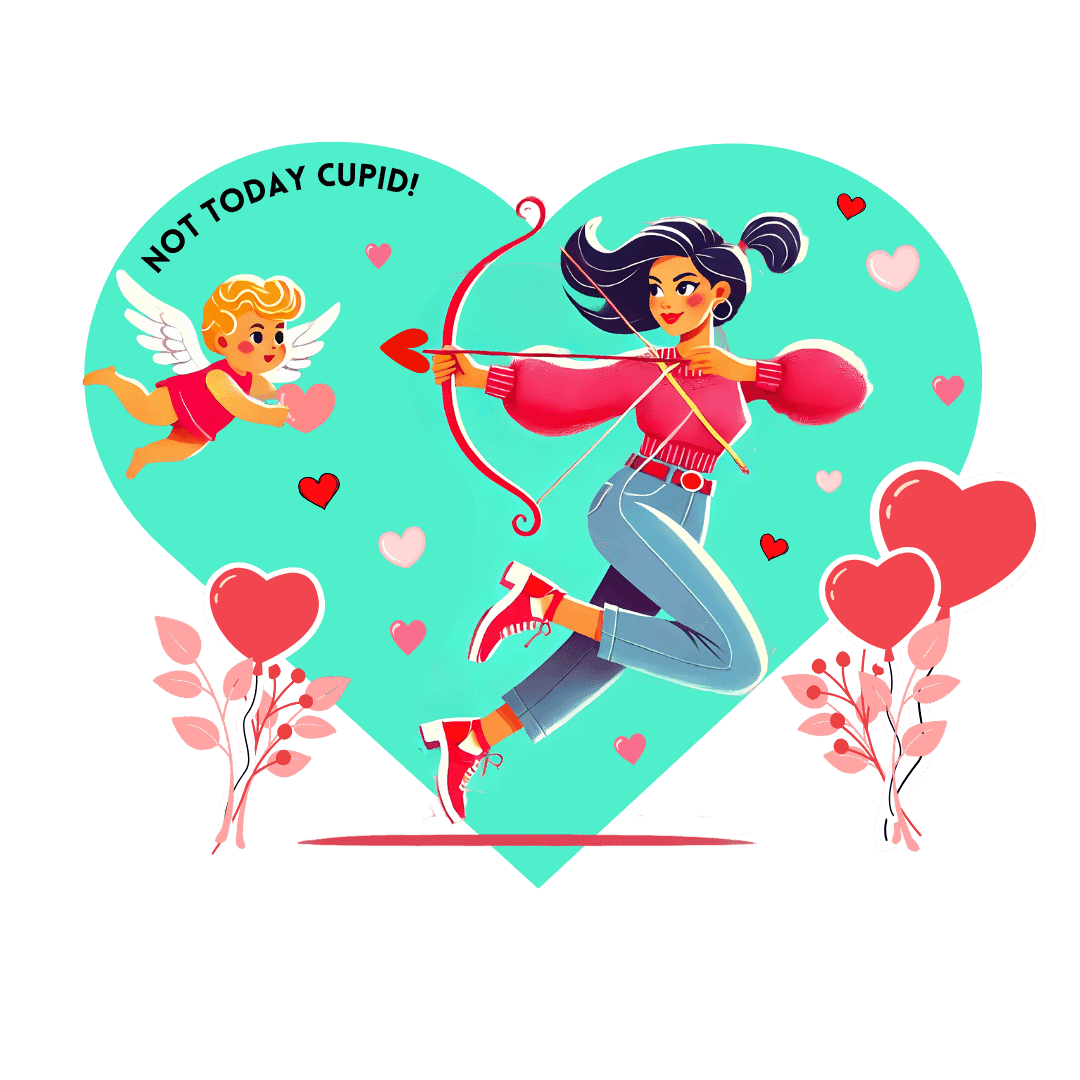 💖 Not Today Cupid! 💘 Women's Boyfriend Tee ✨ Love on your own terms! - Whippie's