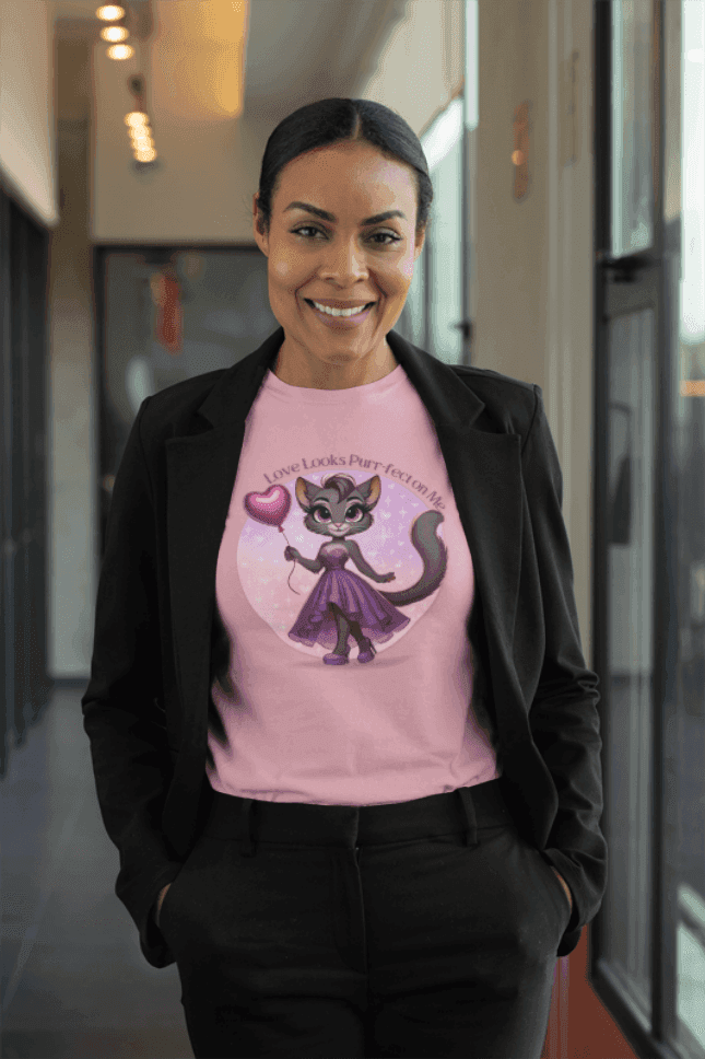 💖 Love Looks Purr-fect on Me 😻 Women's Boyfriend Tee ✨ Feline fine and ready to shine! - Whippie's