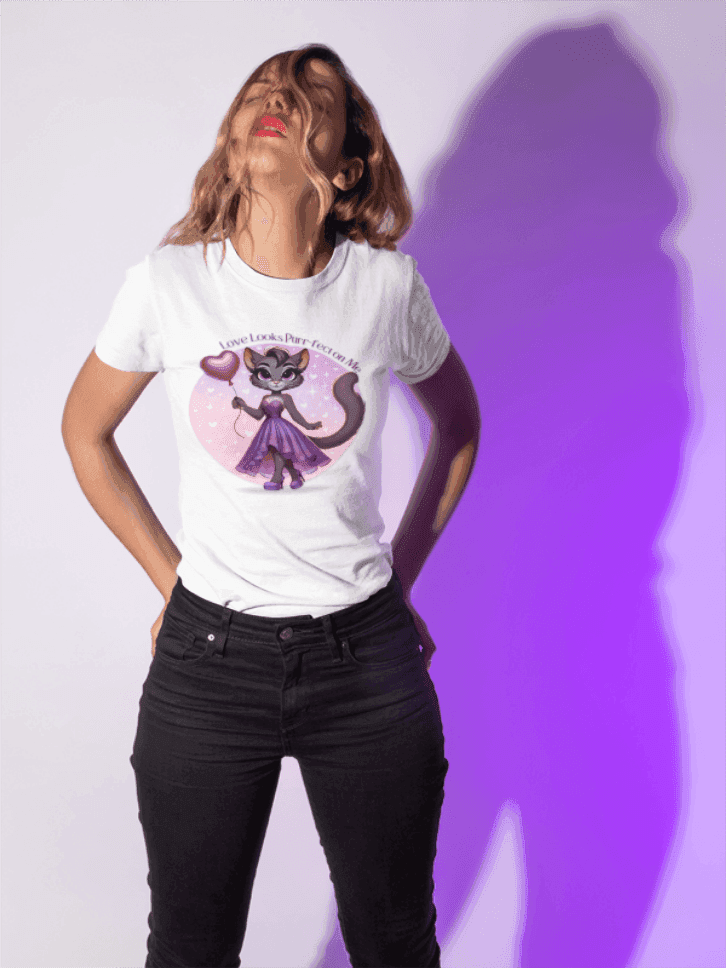 💖 Love Looks Purr-fect on Me 😻 Women's Boyfriend Tee ✨ Feline fine and ready to shine! - Whippie's