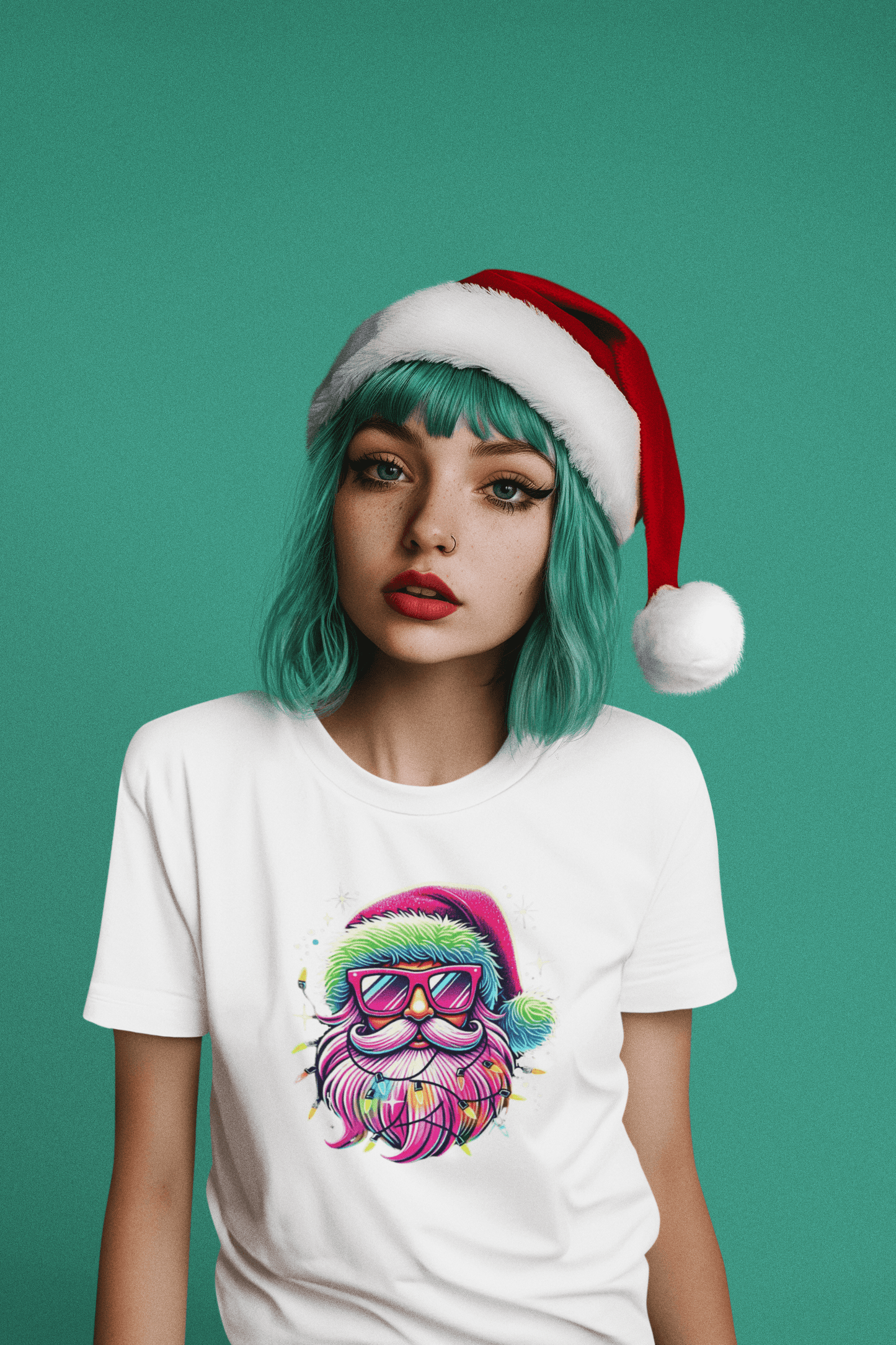 Shine Bright Like Santa! Merry and Bright! 🎅🏻✨🌈 - Women's Softstyle Tee - Whippie's
