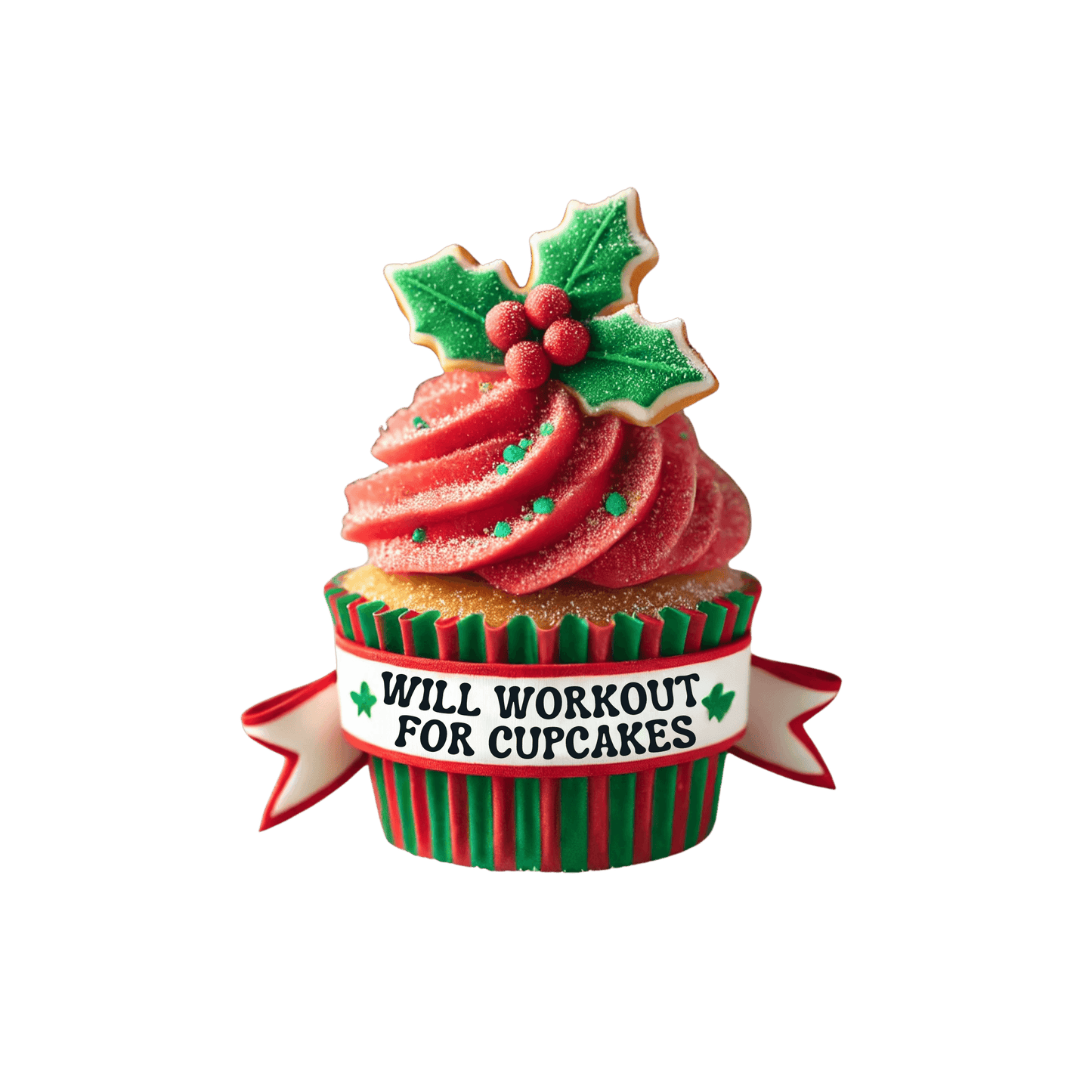 Will Workout for Cupcakes - Christmas Edition - Fuel Your Fitness! 🧁💪🎄 - Women's Softstyle Tee - Whippie's