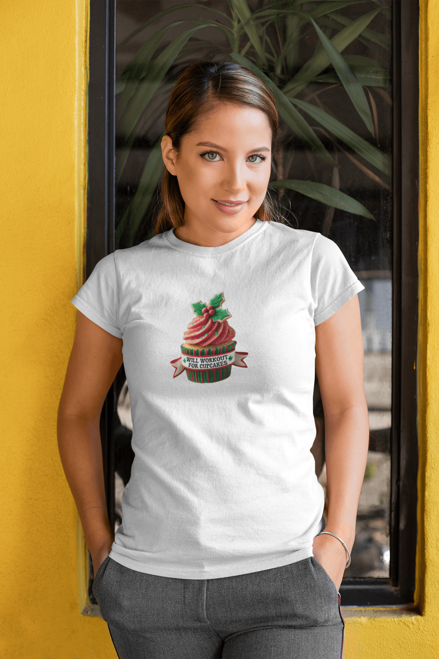 Will Workout for Cupcakes - Christmas Edition - Fuel Your Fitness! 🧁💪🎄 - Women's Softstyle Tee - Whippie's