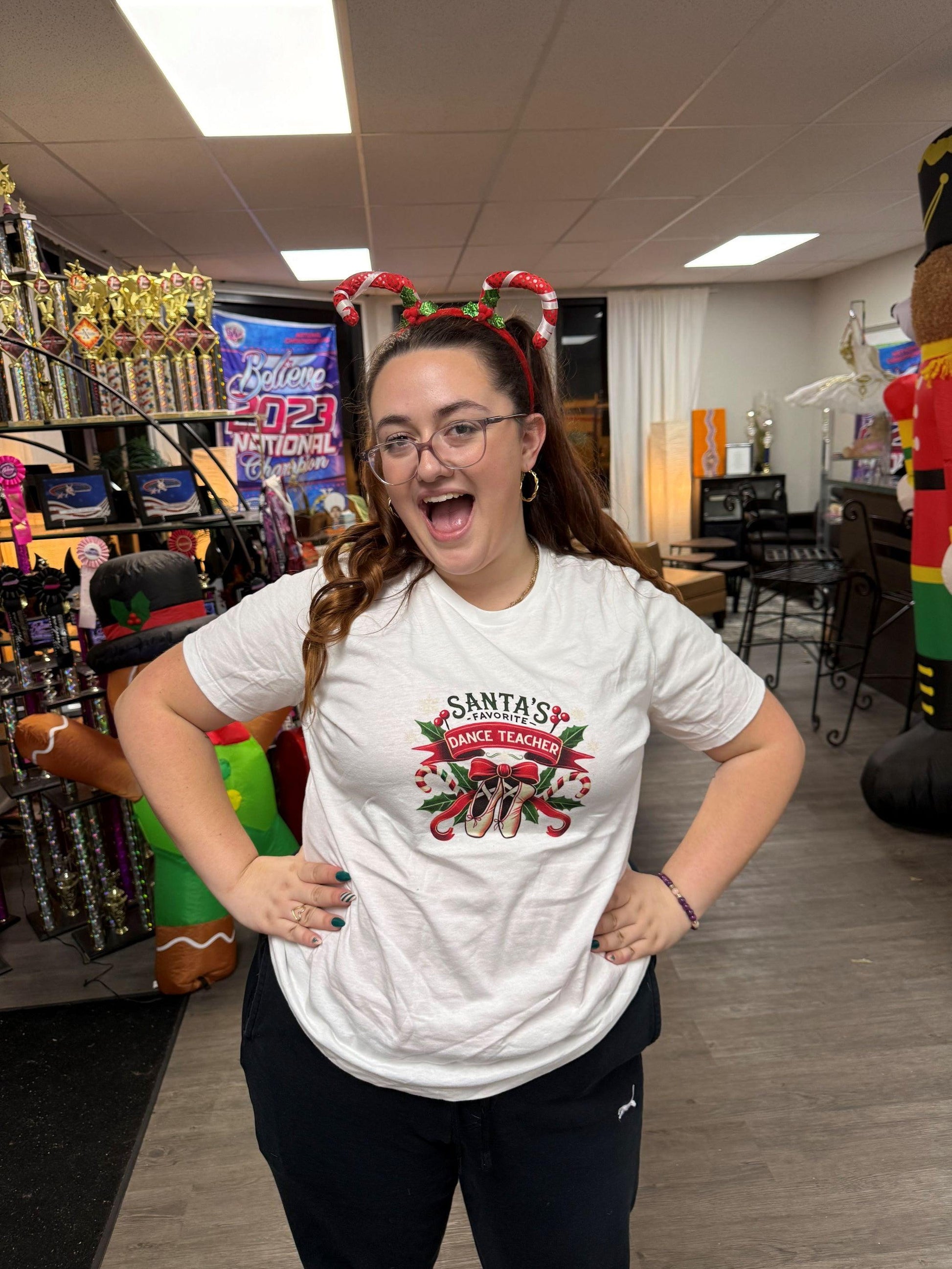 Santa's Favorite Dance Teacher Women's Softstyle Tee - Whippie's