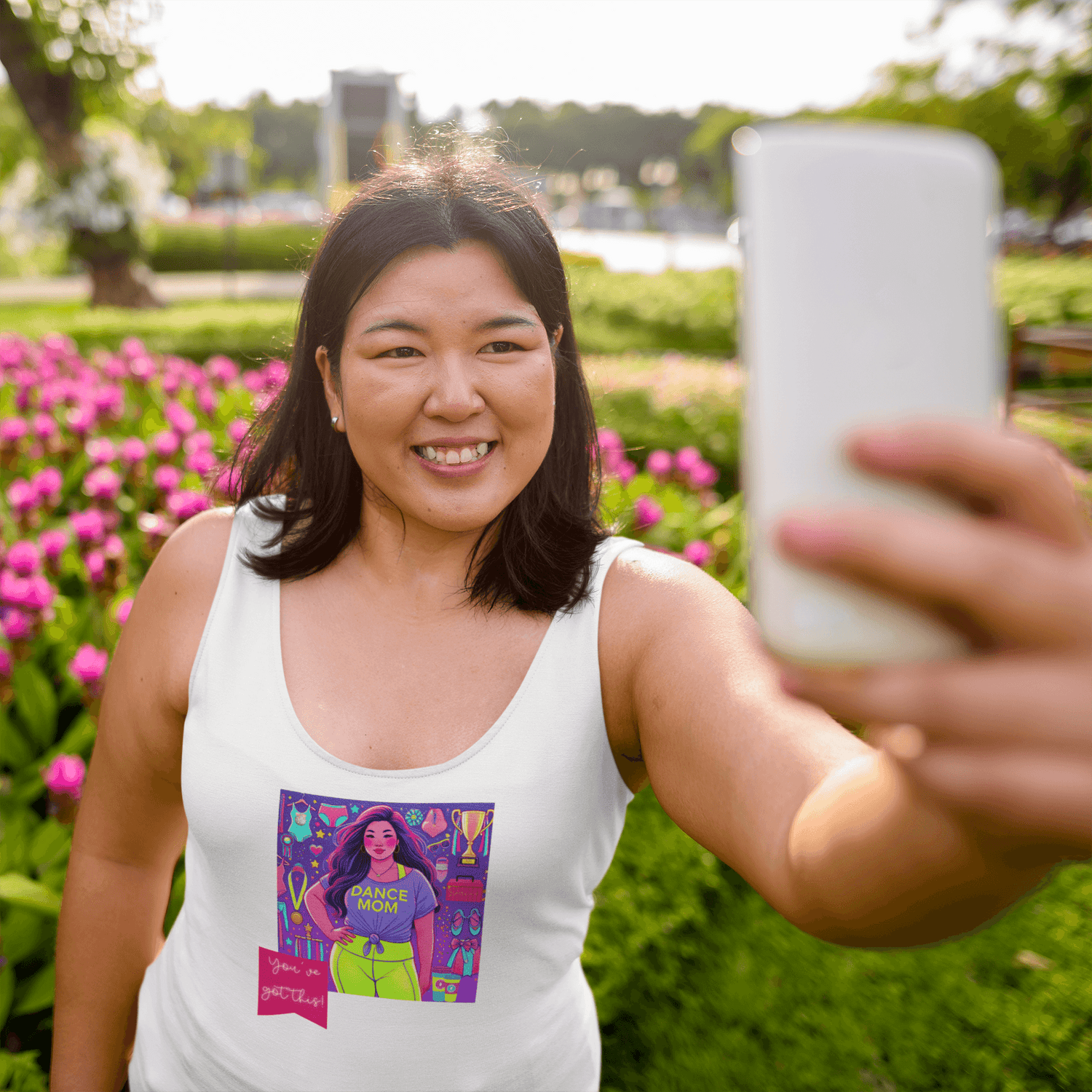 Dance Mom: You've Got This - Asian Mom - Women's Flowy Racerback Tank - Whippie's