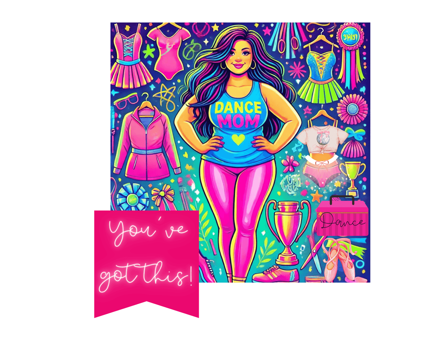 Dance Mom: You've Got This - Brunette Curvy Mom Flowy Racerback Tank - Whippie's