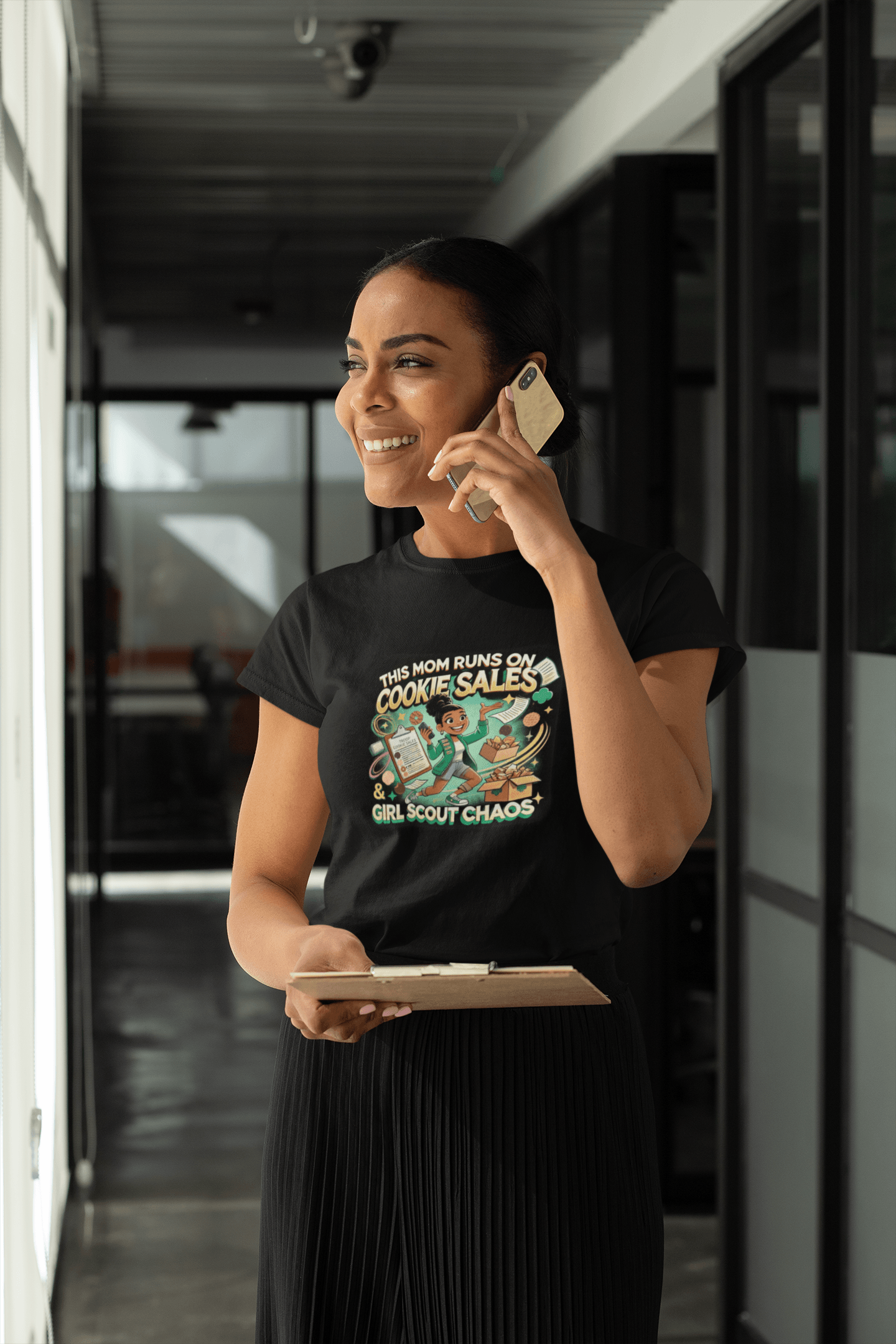 This Mom Runs on Cookies and Girl Scout Chaos - Women's Tee - Embrace the Girl Scout Hustle! (Leader Edition) - Whippie's