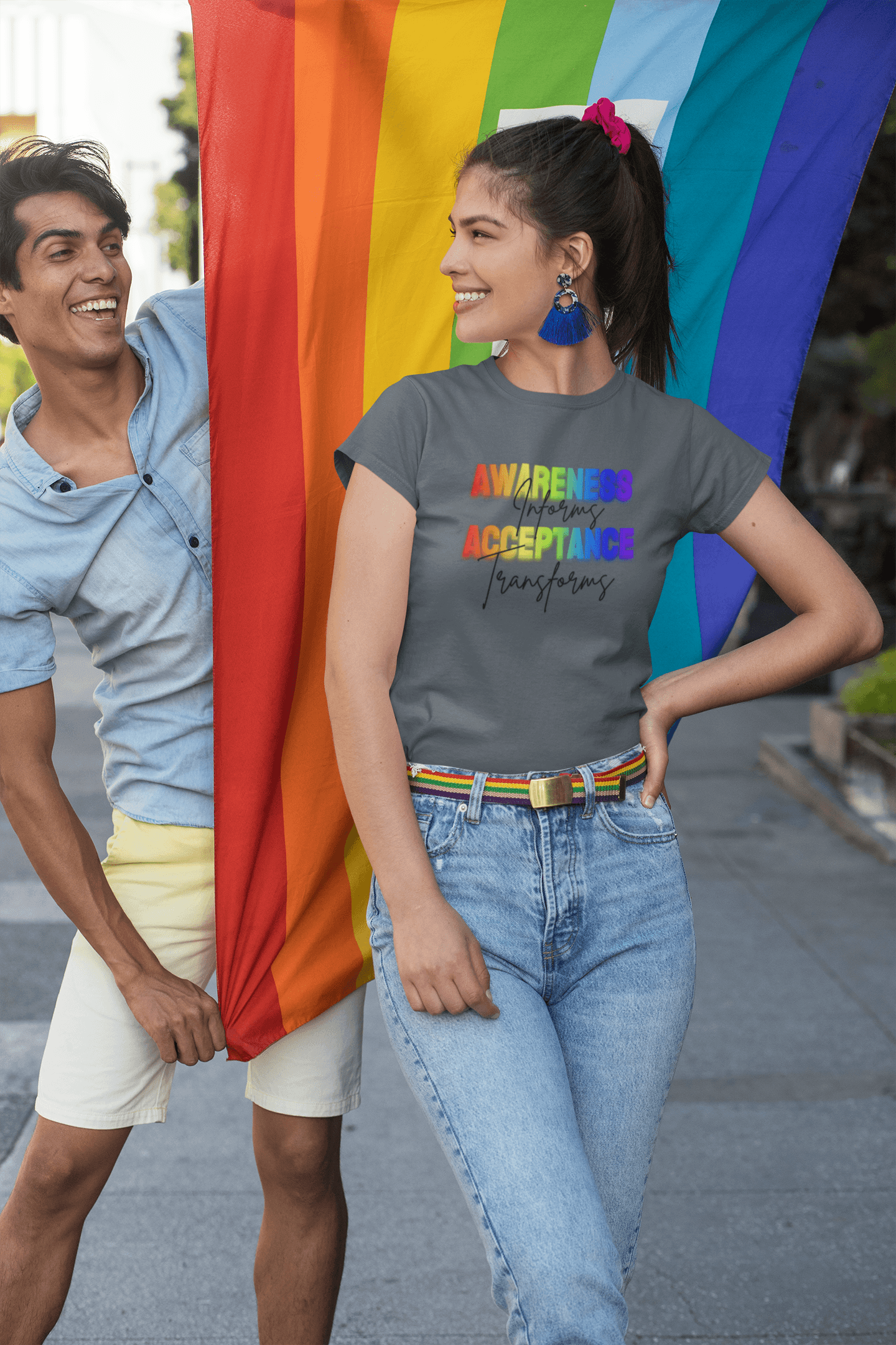 Awareness Informs, Acceptance Transforms - Pride Unisex Tee - Whippie's