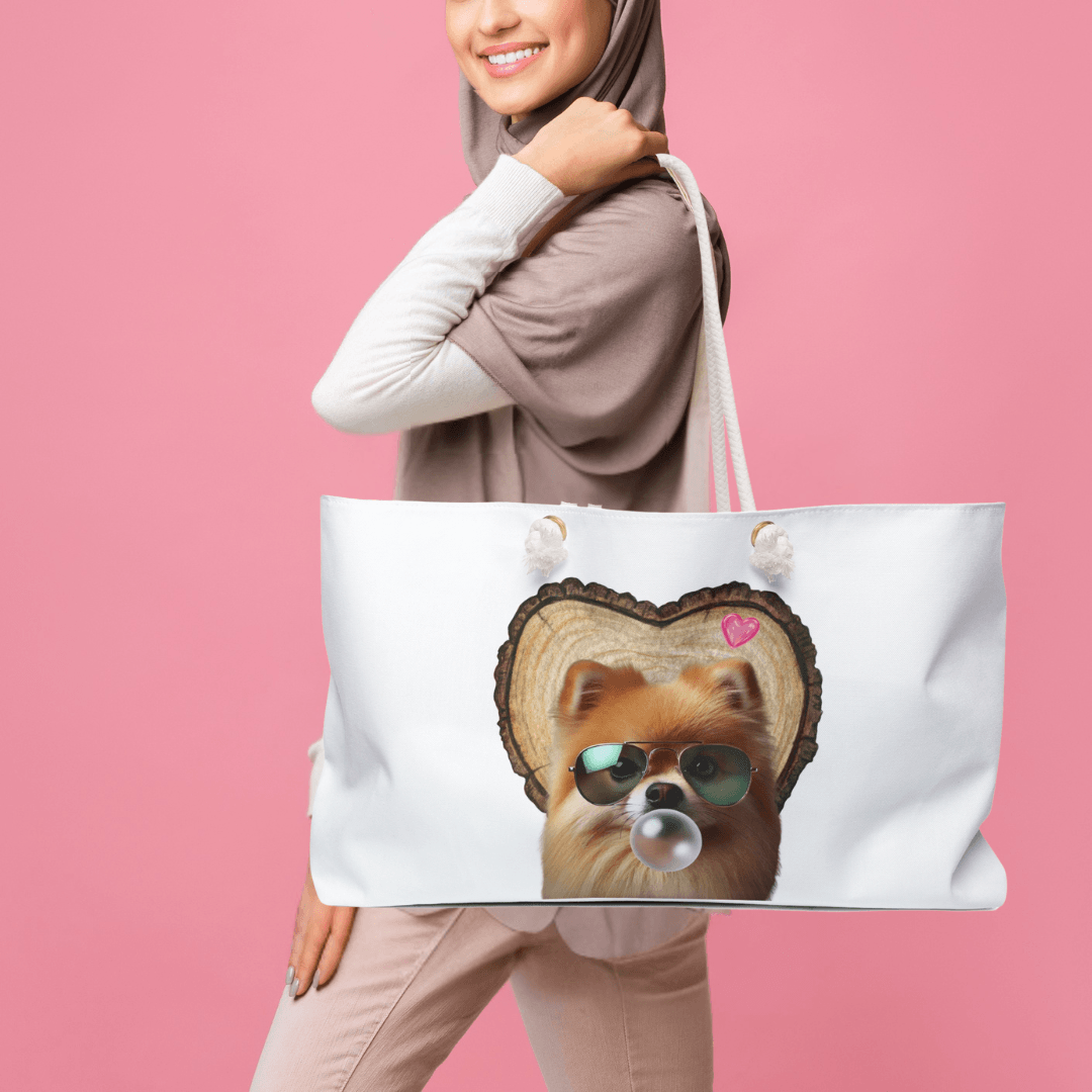 Pom Love Weekender Tote - ๐ถ๐ Pack Your Bags for a Weekend of Fluff and Fun! ๐๐ถ - Whippie's