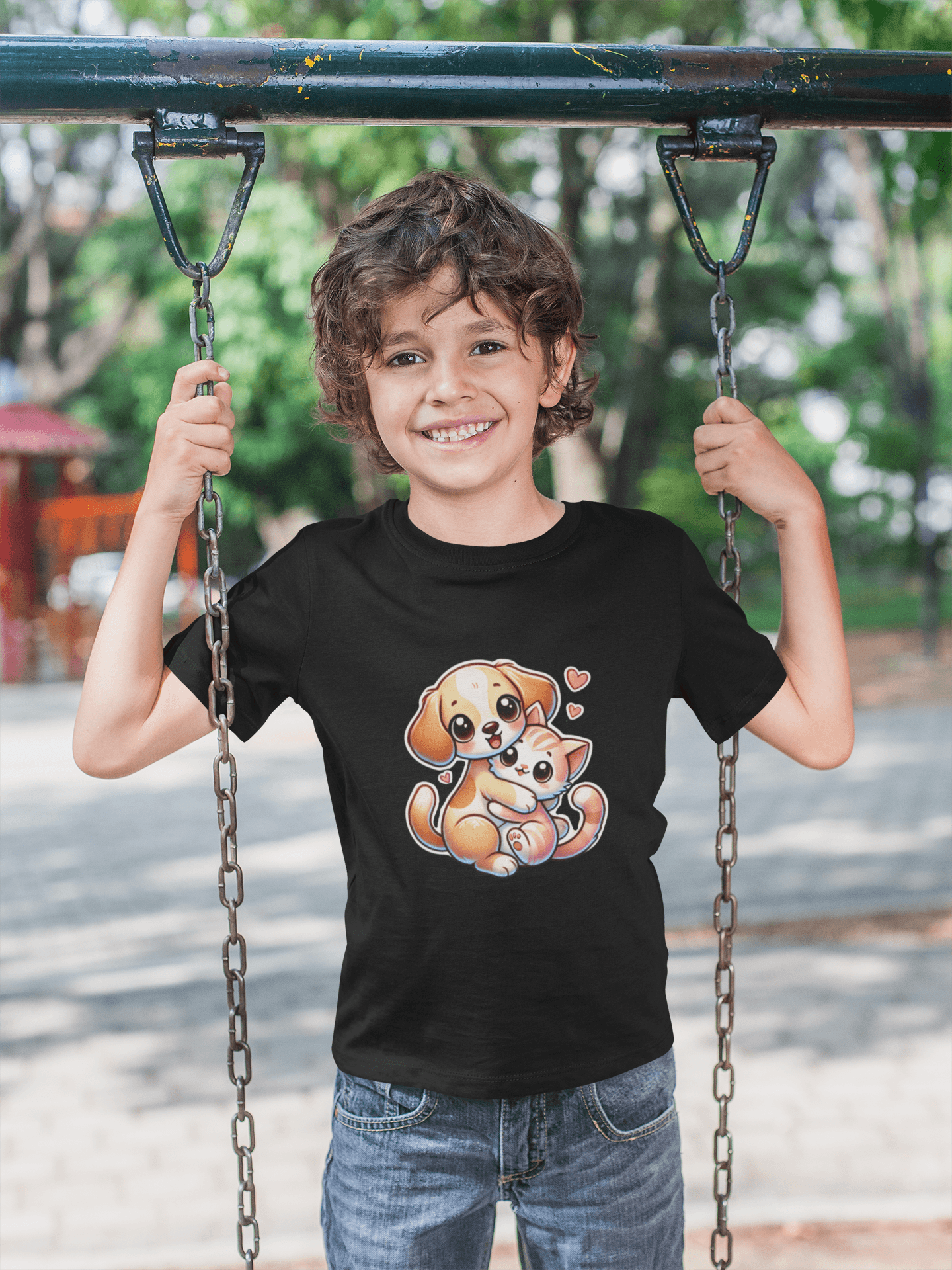 Puppy & Kitty Love - Youth Tee - 🐶💖🐱 Celebrate Friendship and Love! 🐱💖🐶 - Whippie's