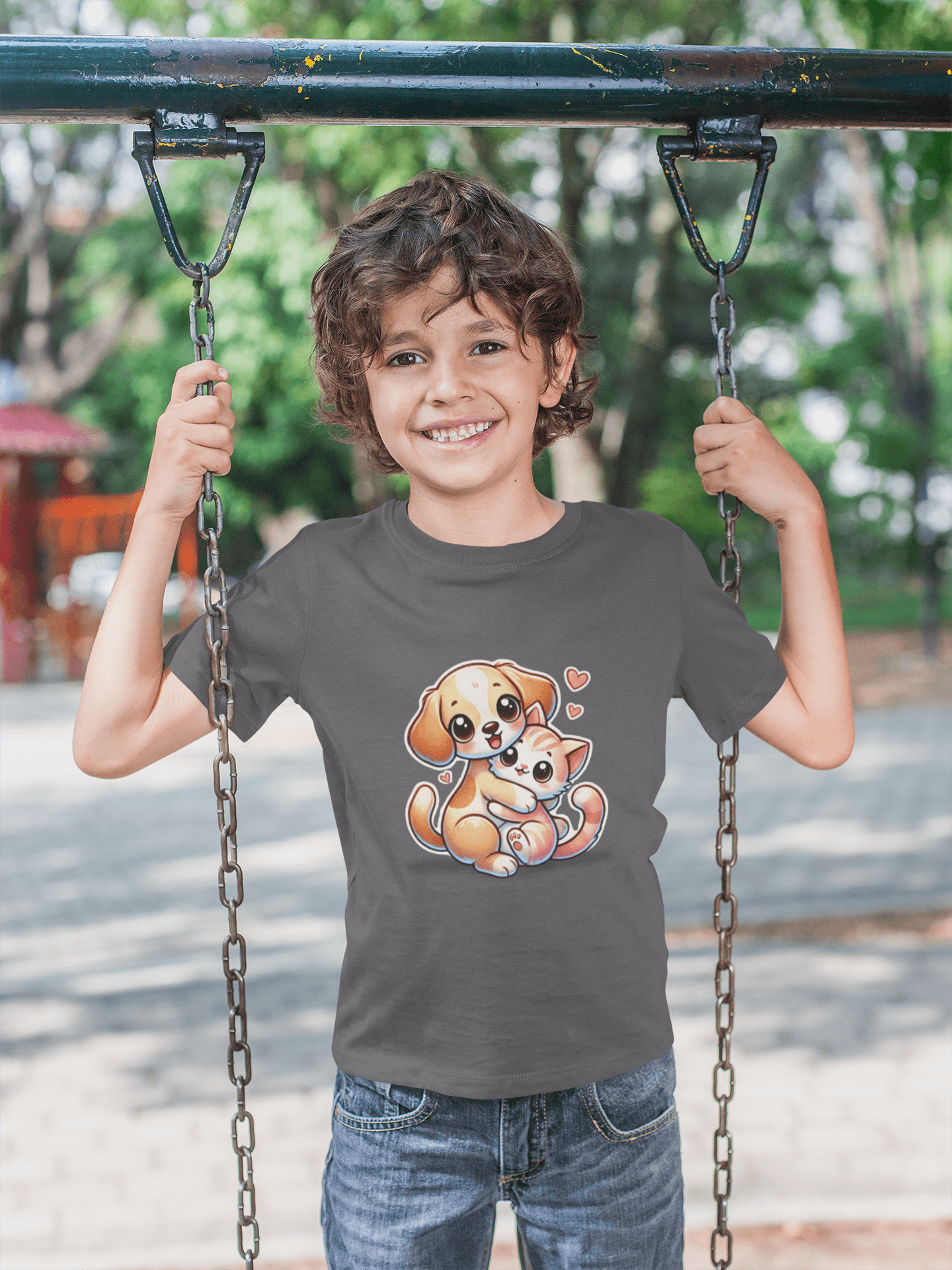 Puppy & Kitty Love - Youth Tee - 🐶💖🐱 Celebrate Friendship and Love! 🐱💖🐶 - Whippie's