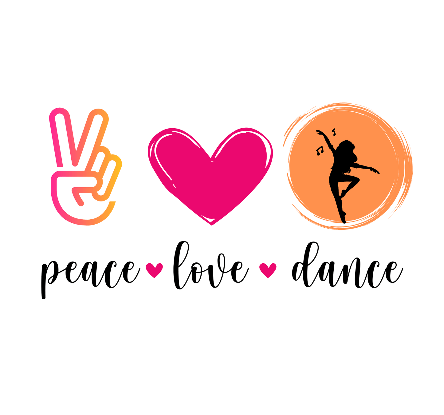 Peace, Love & Dance Youth Tee - ✌️❤️💃 Express Yourself Through Movement! 💃❤️✌️ - Whippie's