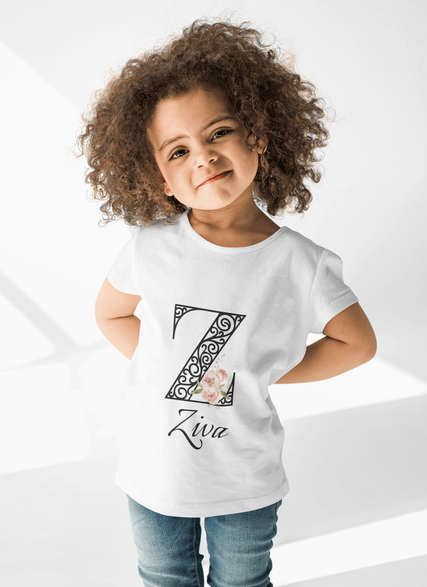 Floral Letter: Letter Z - Peony Toddler Tee - Personalizable - Whippie's