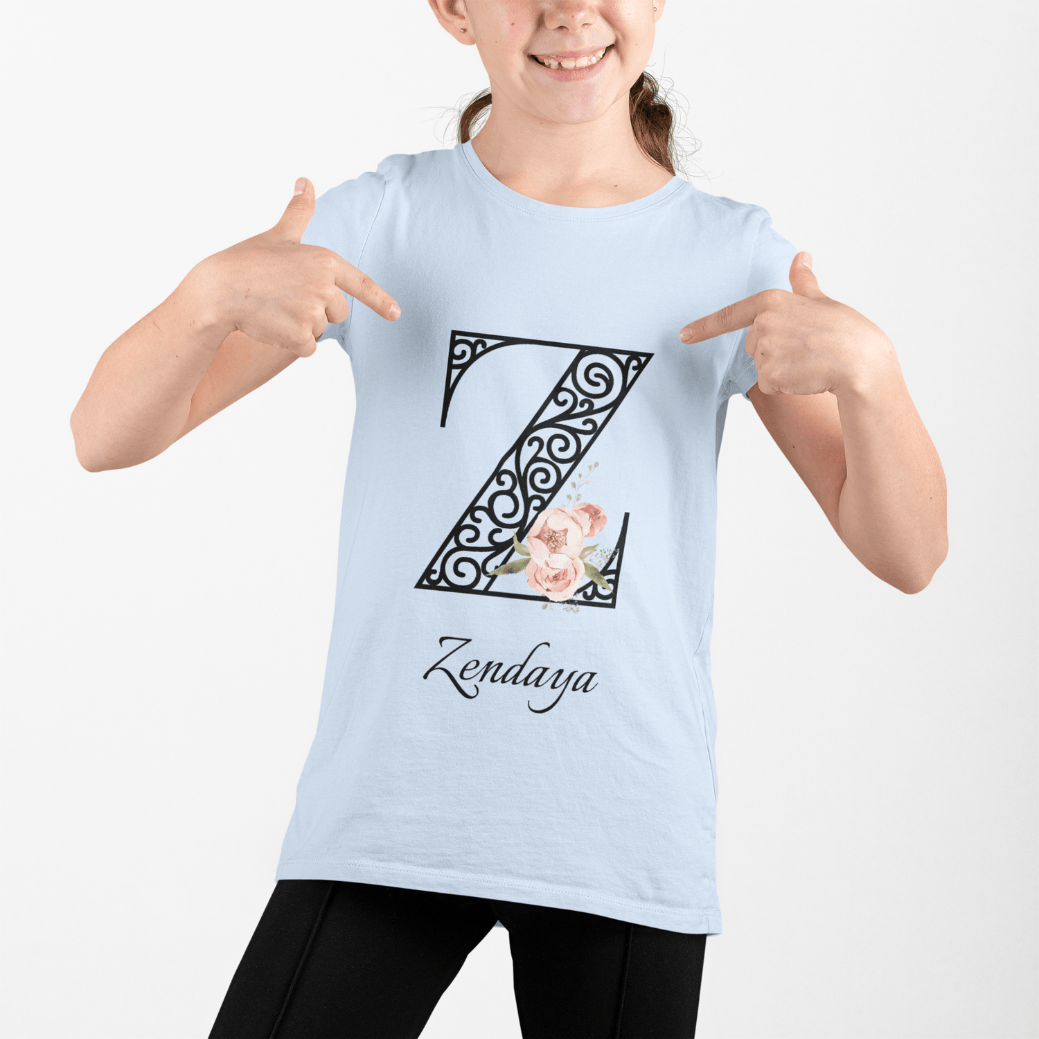 Floral Letters: Letter Z - Peony Youth Tee - Personalizable - Whippie's