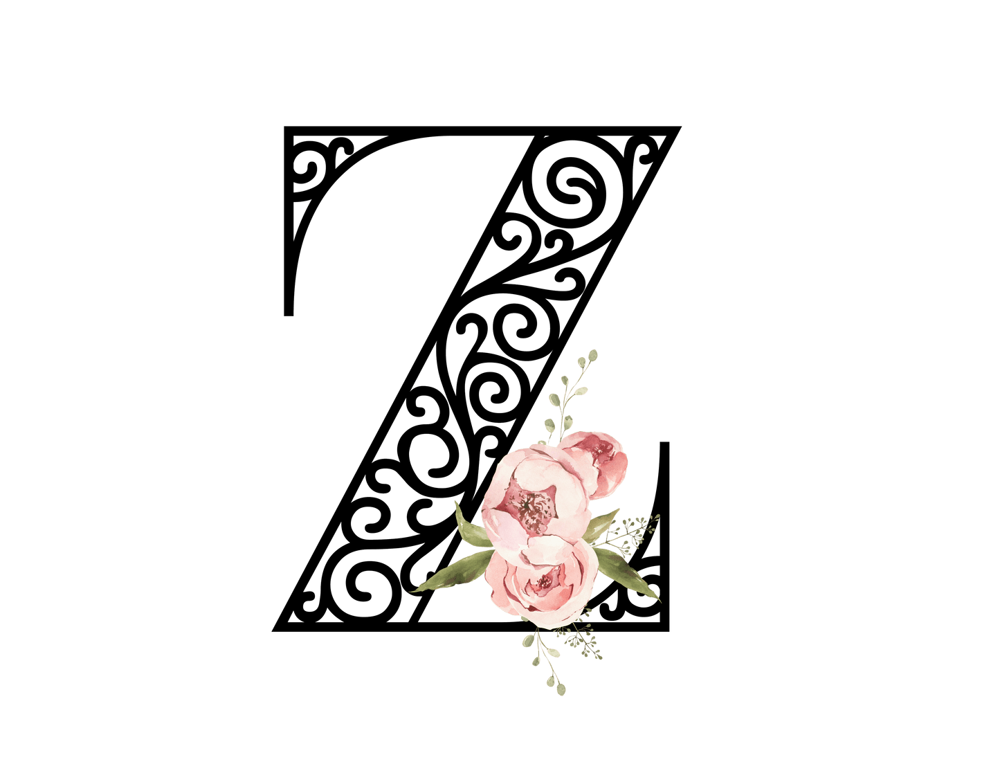 Floral Letter: Letter Z - Peony Toddler Tee - Personalizable - Whippie's
